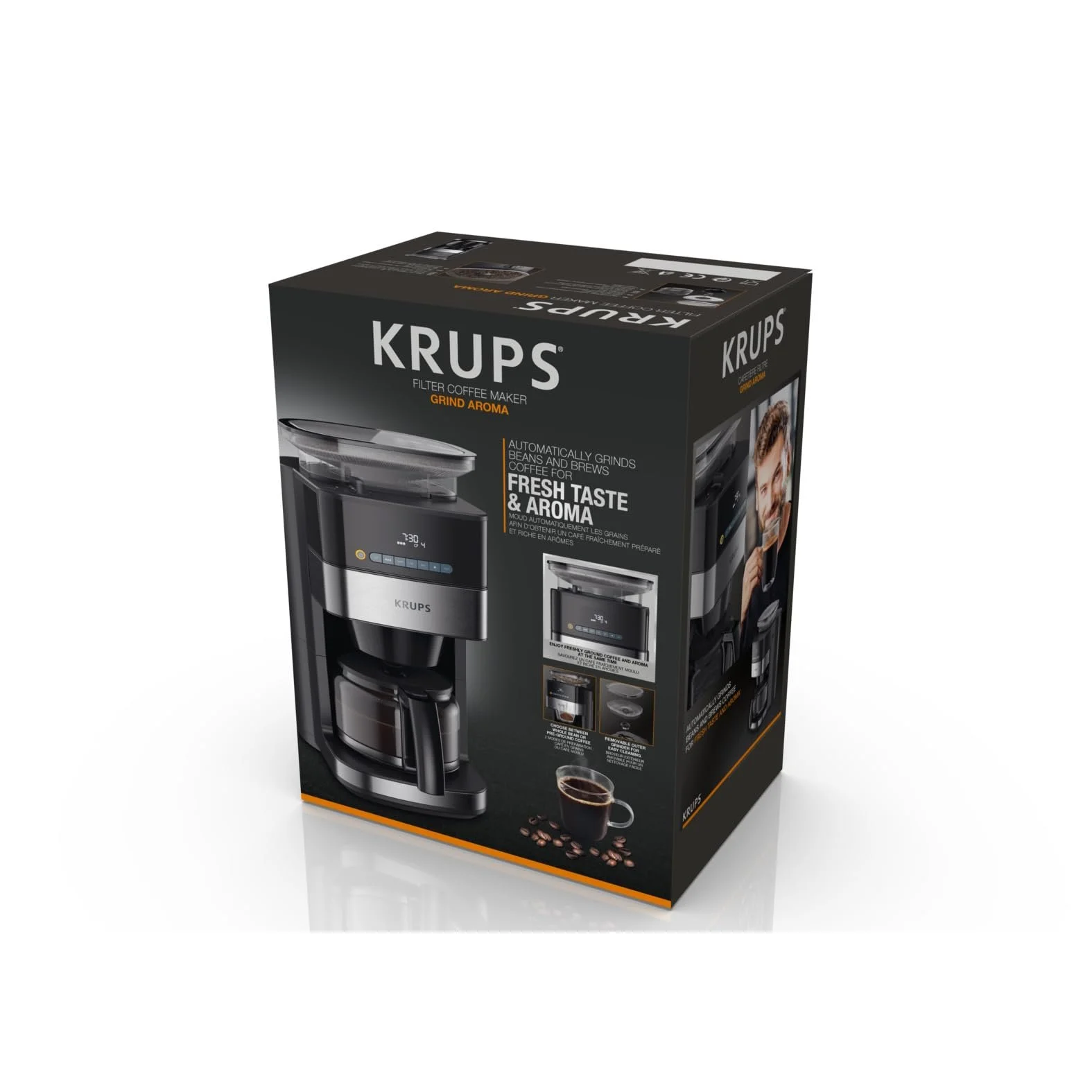 Капельная кофеварка Krups Grind Aroma KM8328 с кофемолкой 1.25 л Черная, фото №8