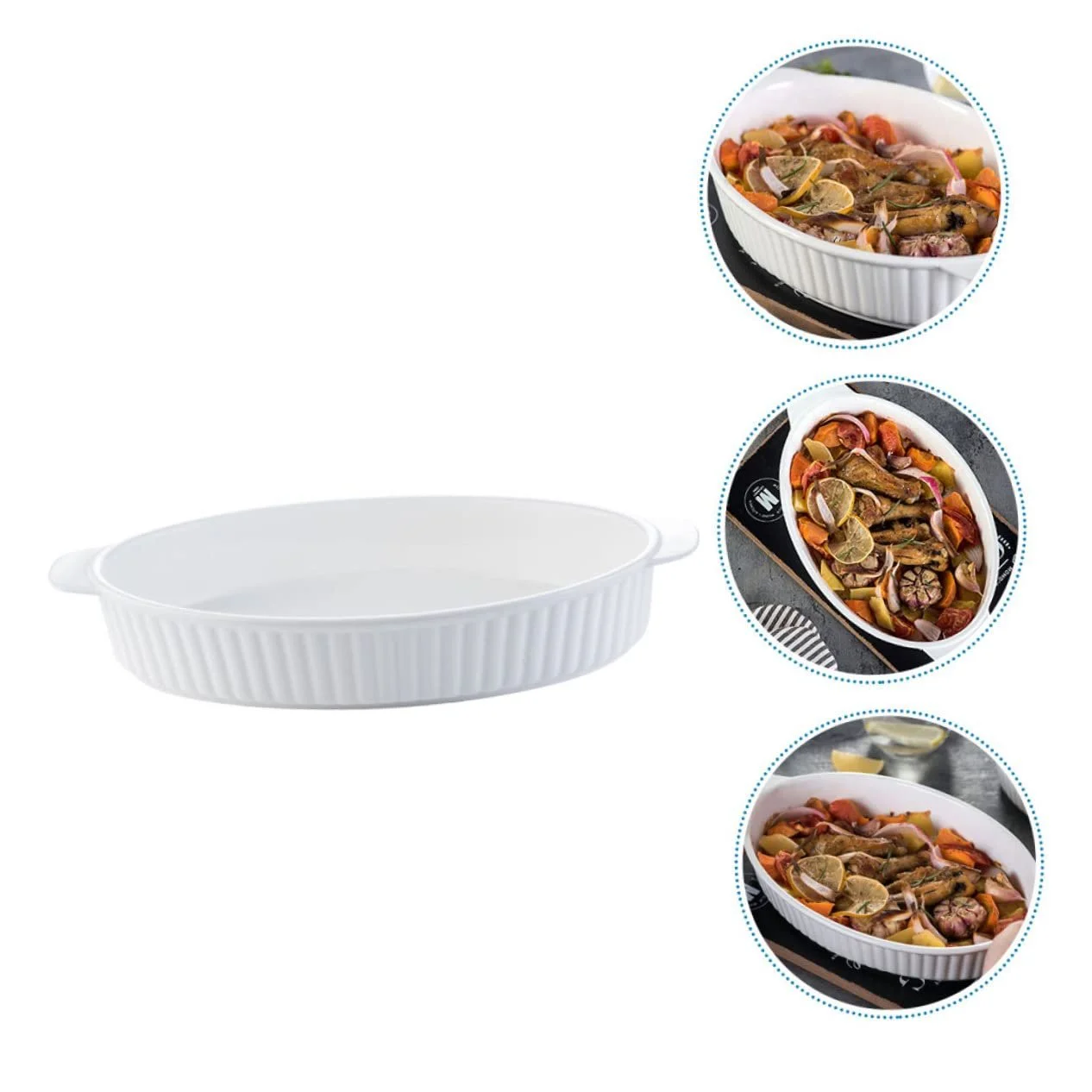 Форма для запекания Gatuida керамическая овальная с двумя ручками жаропрочная, фото №5