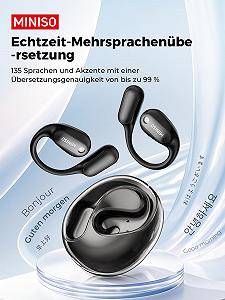 Наушники-переводчик MINISO MS190 AI, 3-в-1, 134 языка, 5 режимов перевода, Bluetooth 6.0, 60 часов для обучения synthetic.ua - Фото 1