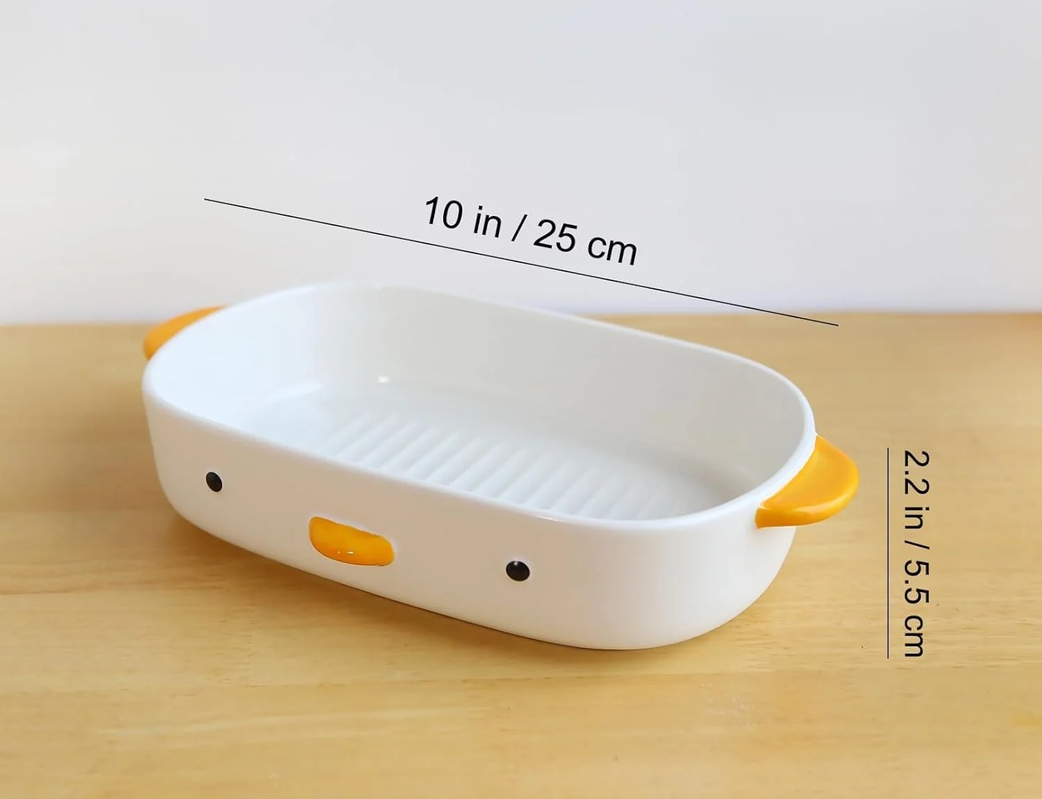 Форма для запікання у формі качки керамічна 7x10 дюймів з ручками біла, фото №2