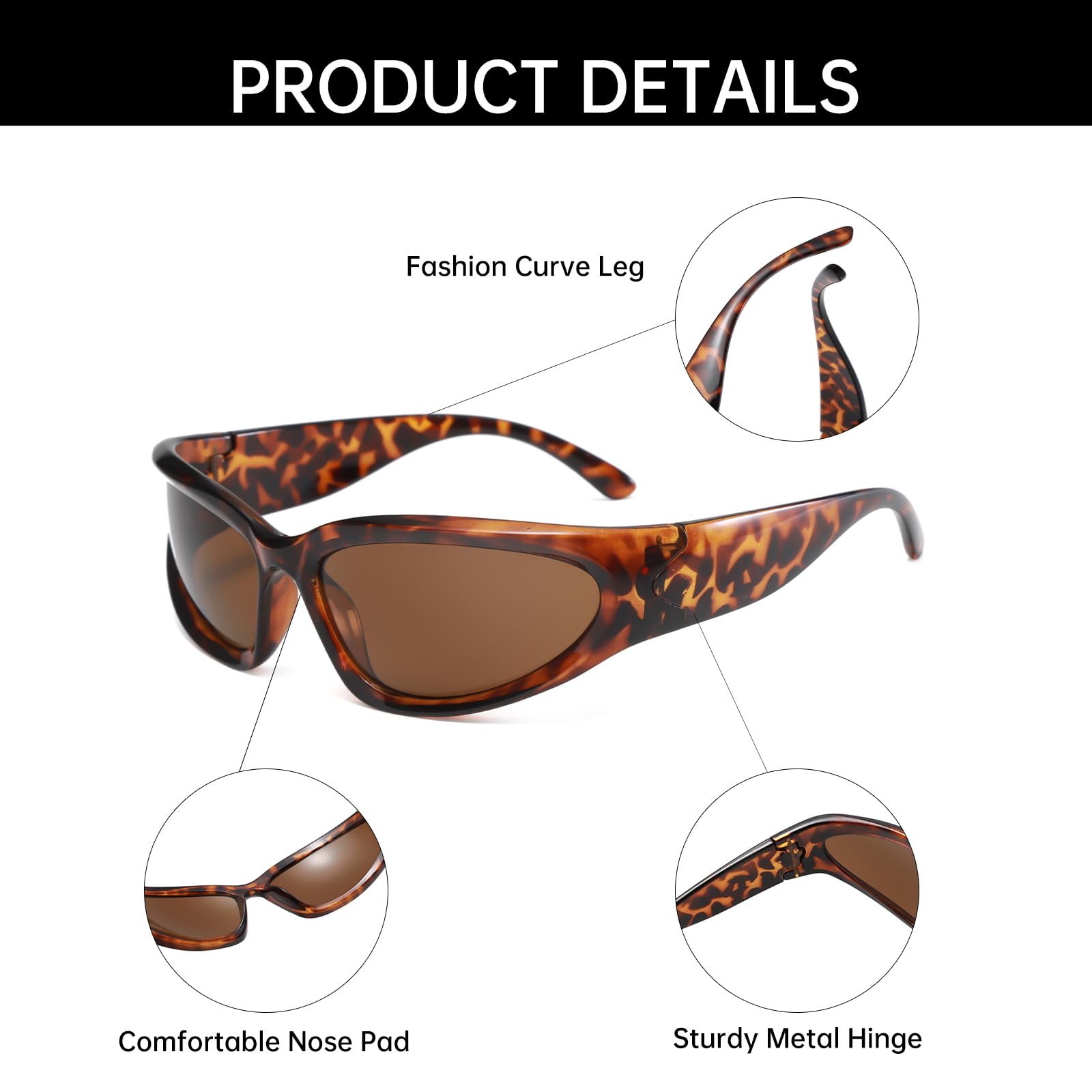 Спортивні сонцезахисні окуляри YAMEIZE для жінок та чоловіків Y2k Вінтаж, фото №4 Спортивні сонцезахисні окуляри YAMEIZE для жінок та чоловіків Y2k Вінтаж, фото №4