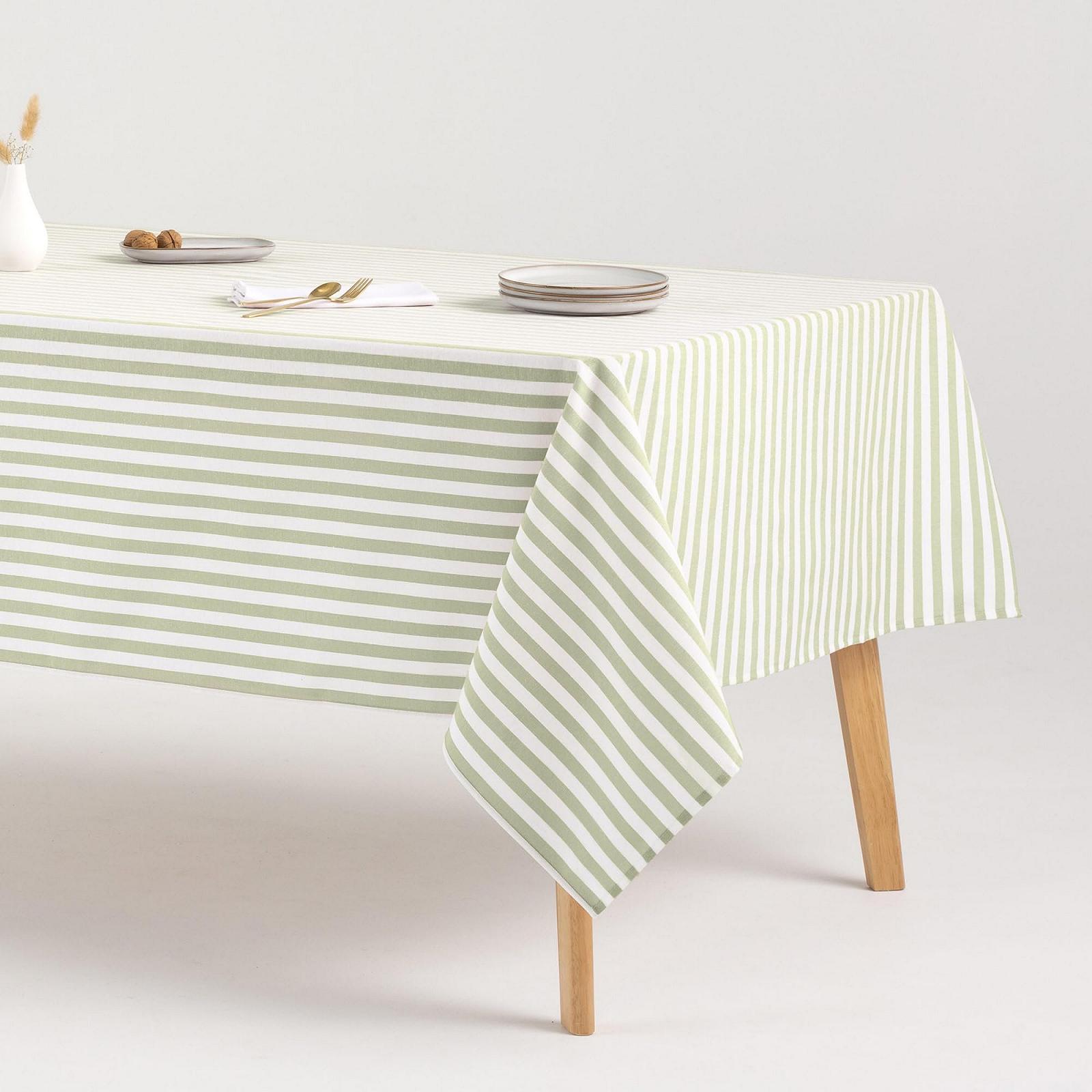 Скатертина GAMUSI Stripe Прямокутна бавовняна водонепроникна Light Green 140 x 200 см, фото №4