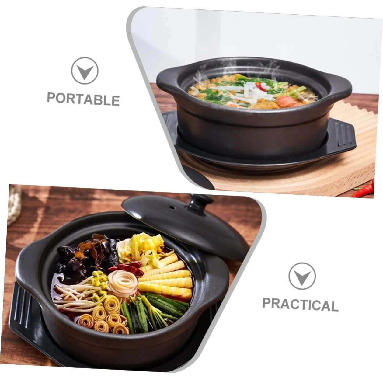 Каструля Veemoon 1.26 л керамічна з кришкою та подвійною ручкою для індукційних та газових плит антипригарна, фото №3