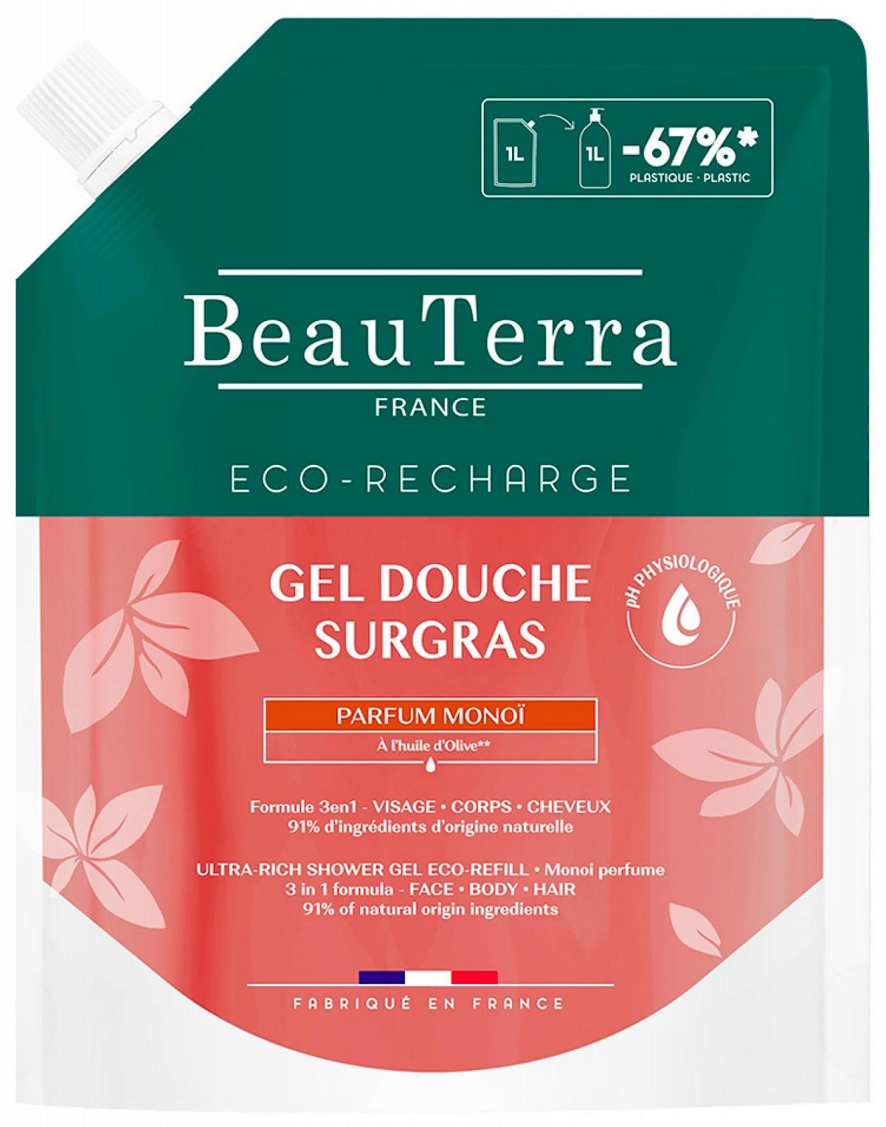 Гель для душу BeauTerra Monoï Replenishing 1 л, фото №1