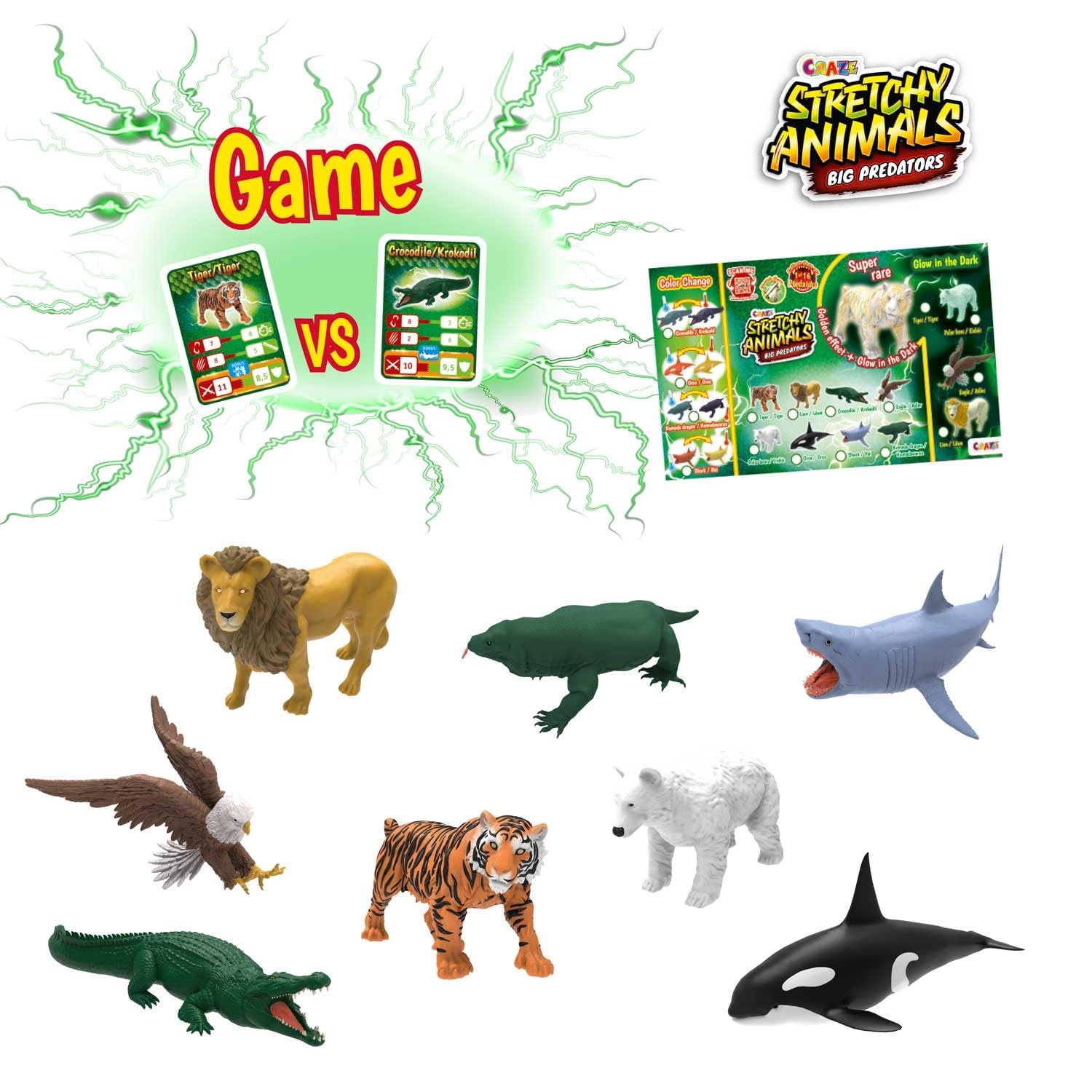 Фигурки животных CRAZE Stretchy Animals Big Predators, 12 шт. (в фольгированном пакете), фото №4
