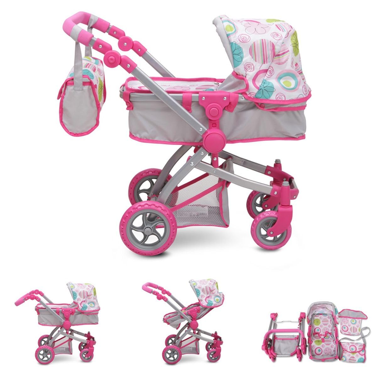 Коляска Moni 9651B Регульована Ручка Козирок Сумка Рожевий, фото №1