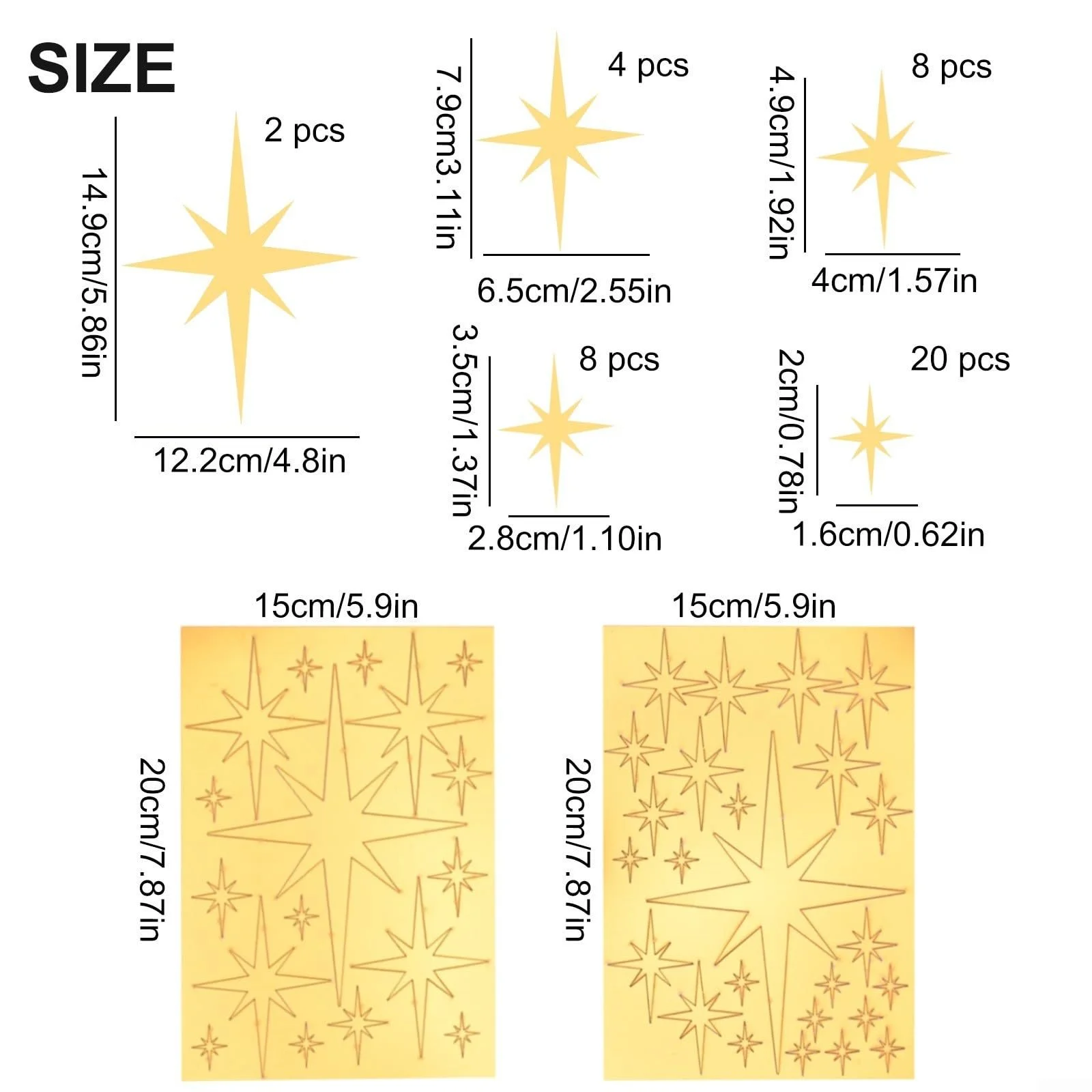 Наклейка на стіну 42 зірки акрилова дзеркальна золота, фото №7