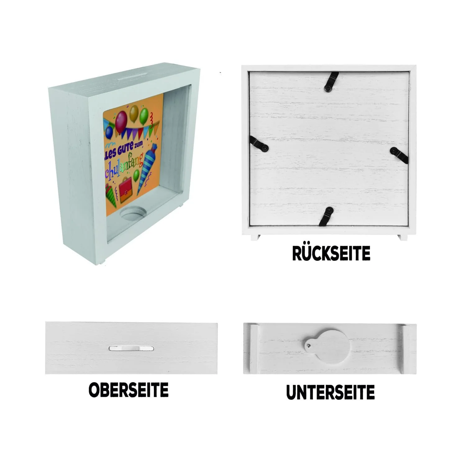 Скарбничка-рамка Alles Gute zum Schulanfang дерев'яна до початку школи, фото №6