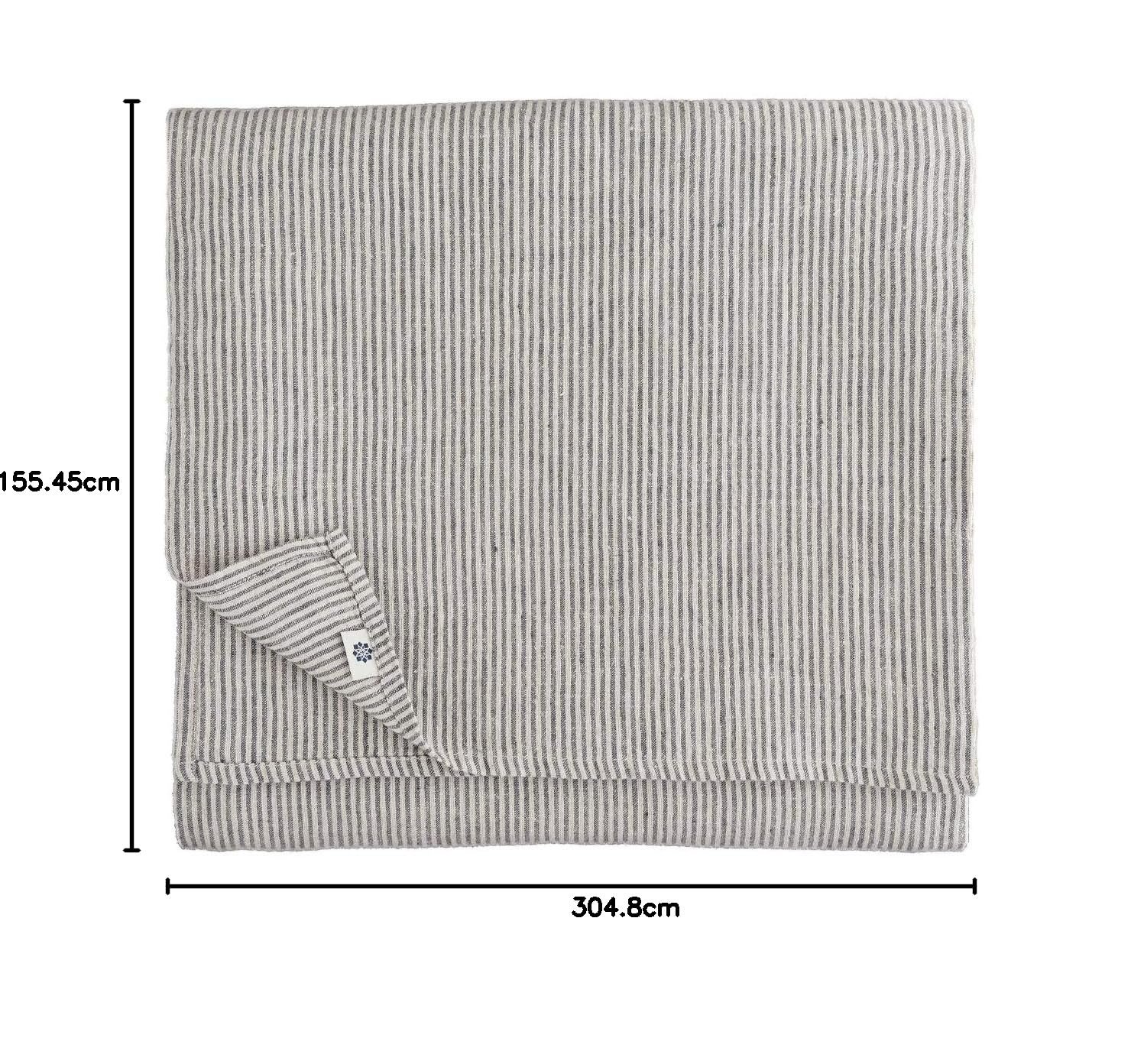 Скатертина Linen & Cotton Bjorn 100% льон Black/Beige/Natural 153 x 300 см, фото №5