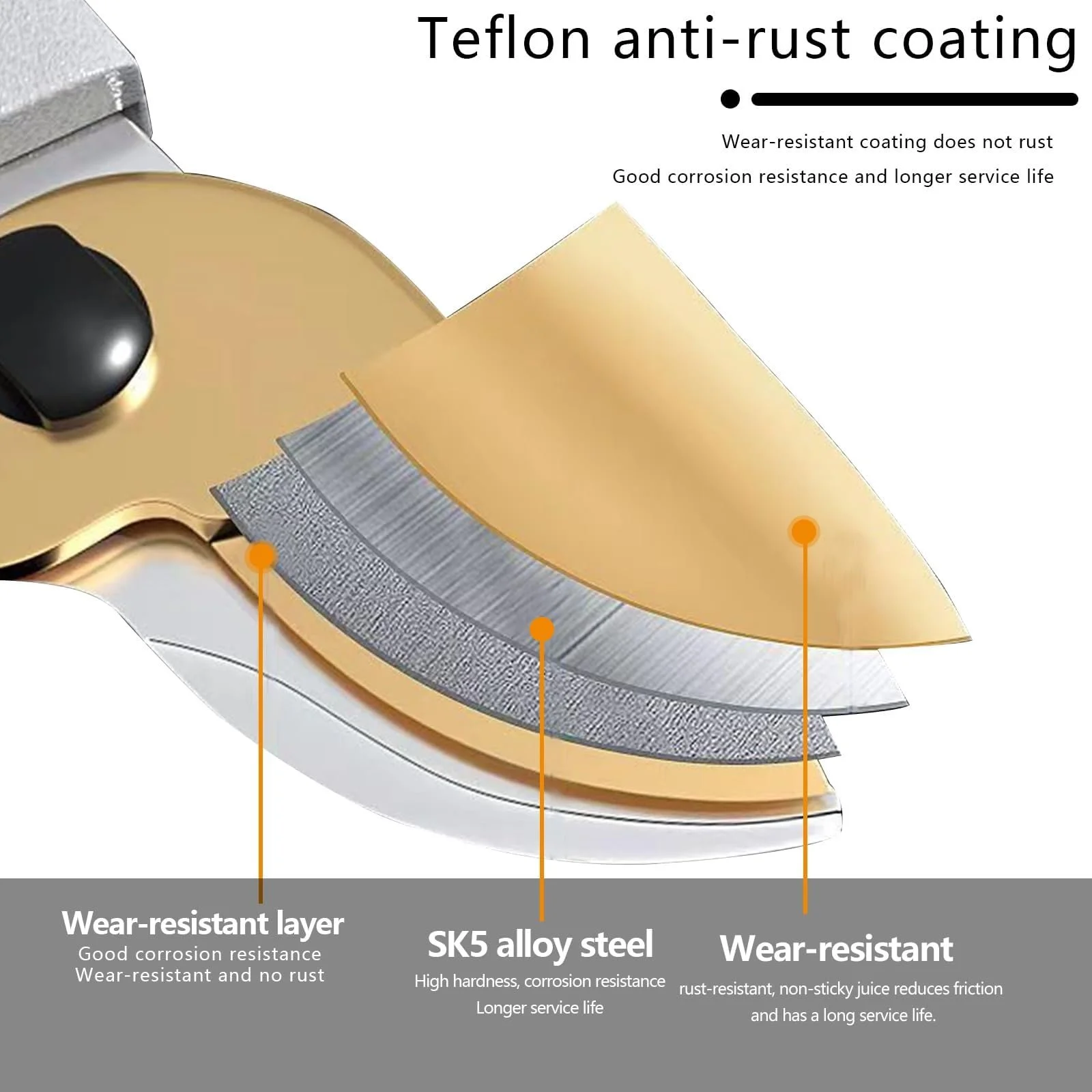 Професійний обвідний секатор 20 см SK5 сталь, фото №5