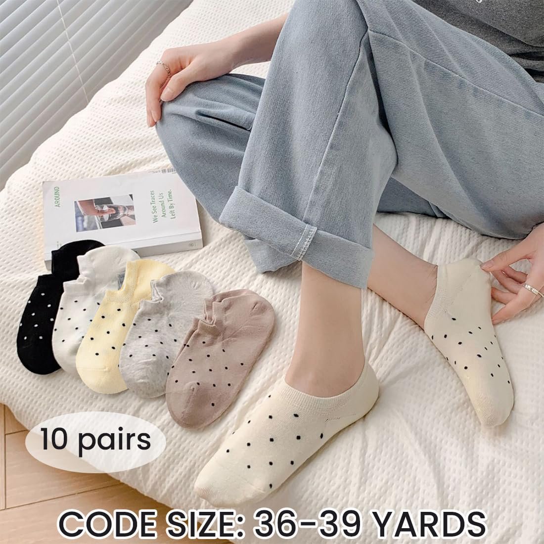 Носки Женские Короткие Носки-Кроссовки 10 Пар Размер 35-38 Спортивные Носки в Горошек, фото №4