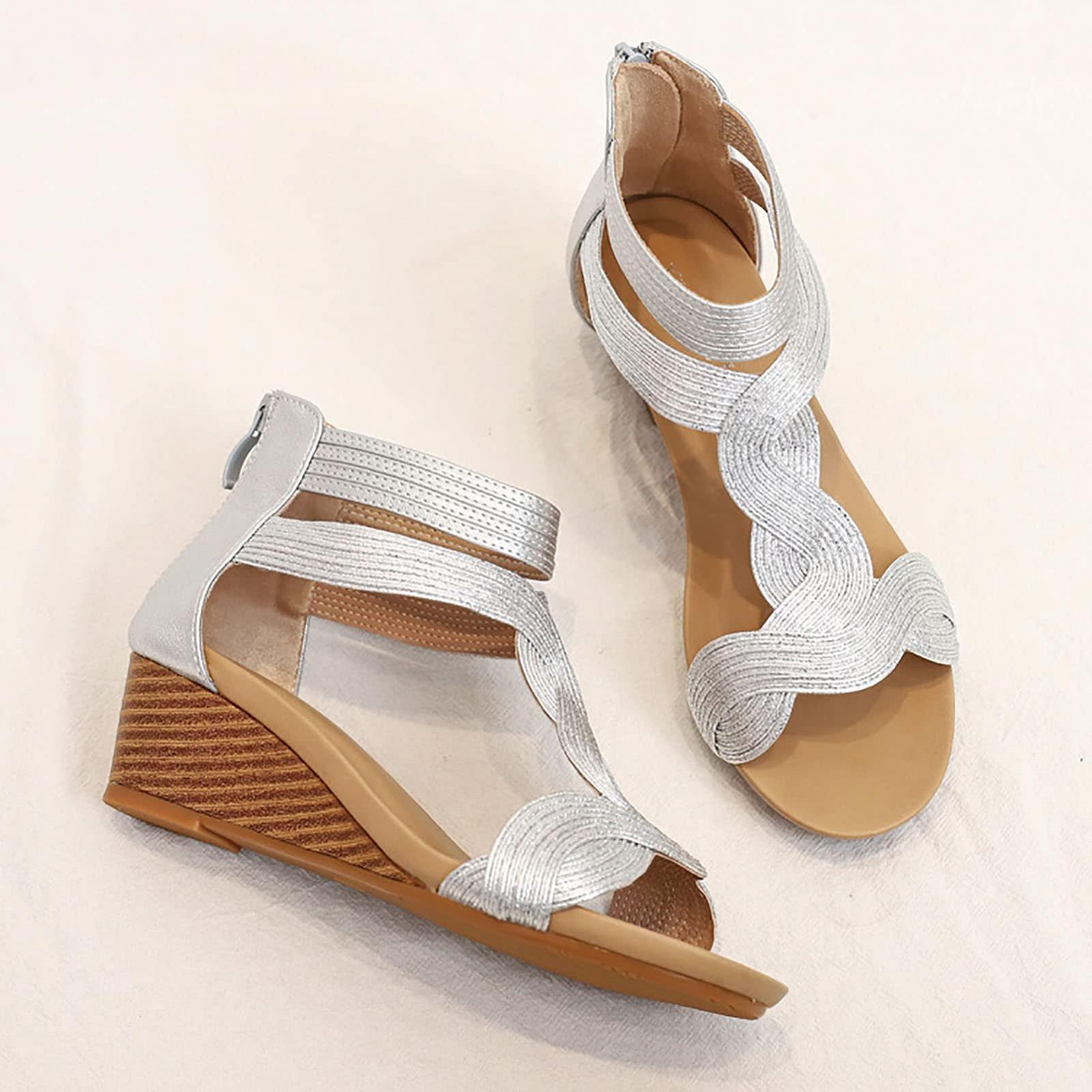 Босоножки Flops Кожаные Платформа Плоские ортопедические летние серебристые, фото №4