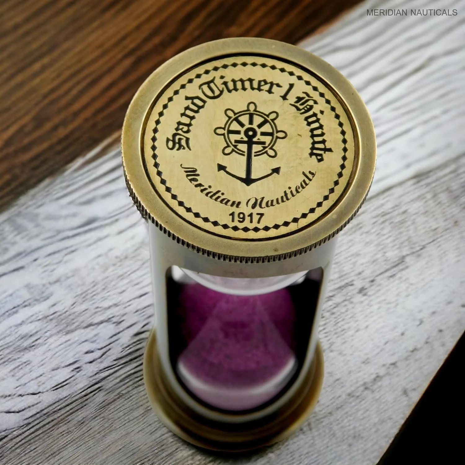 Пісочний годинник Meridian Nauticals Antique Brass 1 хвилина латунь Пурпуровий пісок, фото №3 Пісочний годинник Meridian Nauticals Antique Brass 1 хвилина латунь Пурпуровий пісок, фото №3