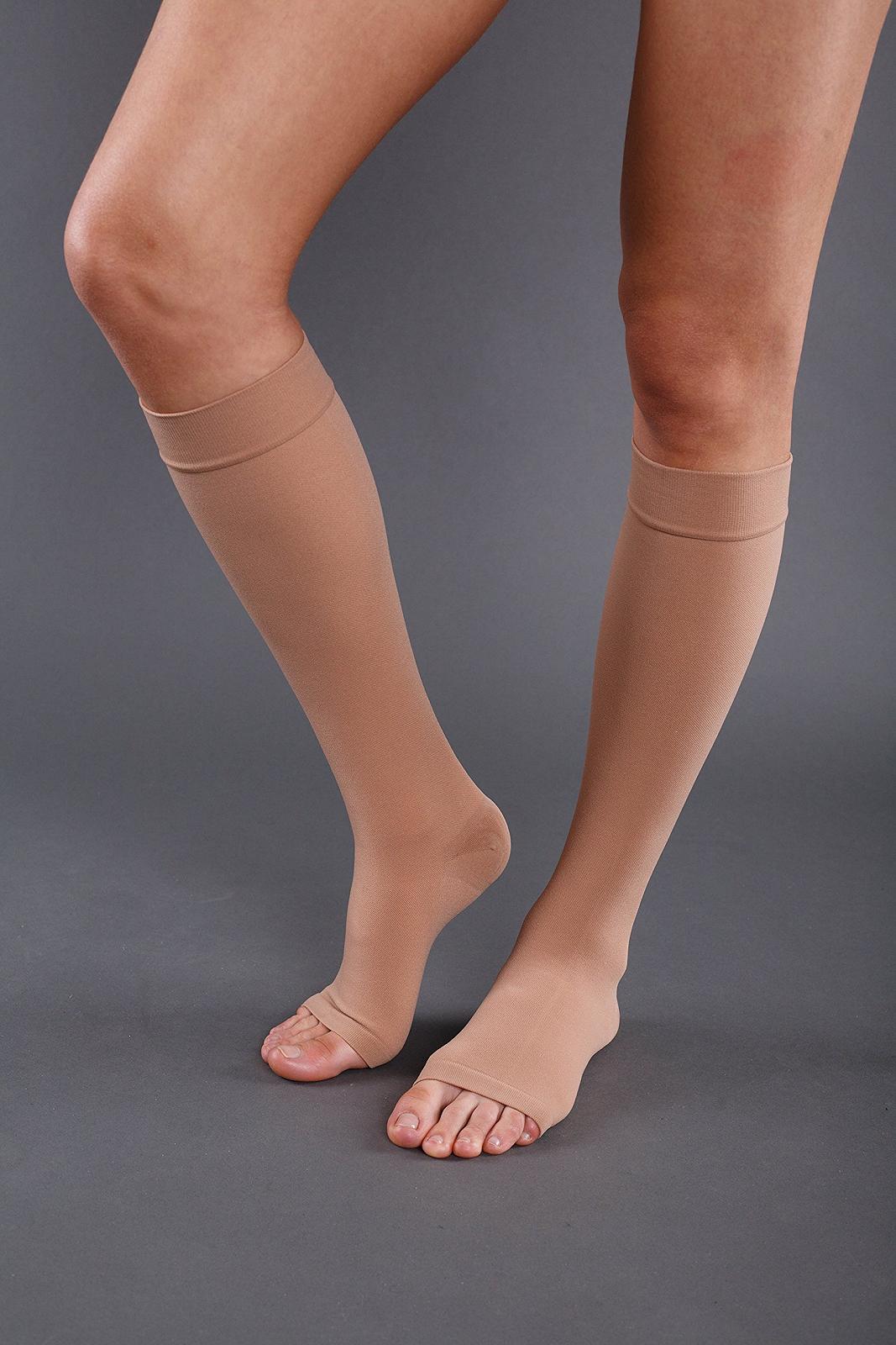 Компрессионные чулки Класс 3 с открытым носком AD (6, бежевый), фото №3