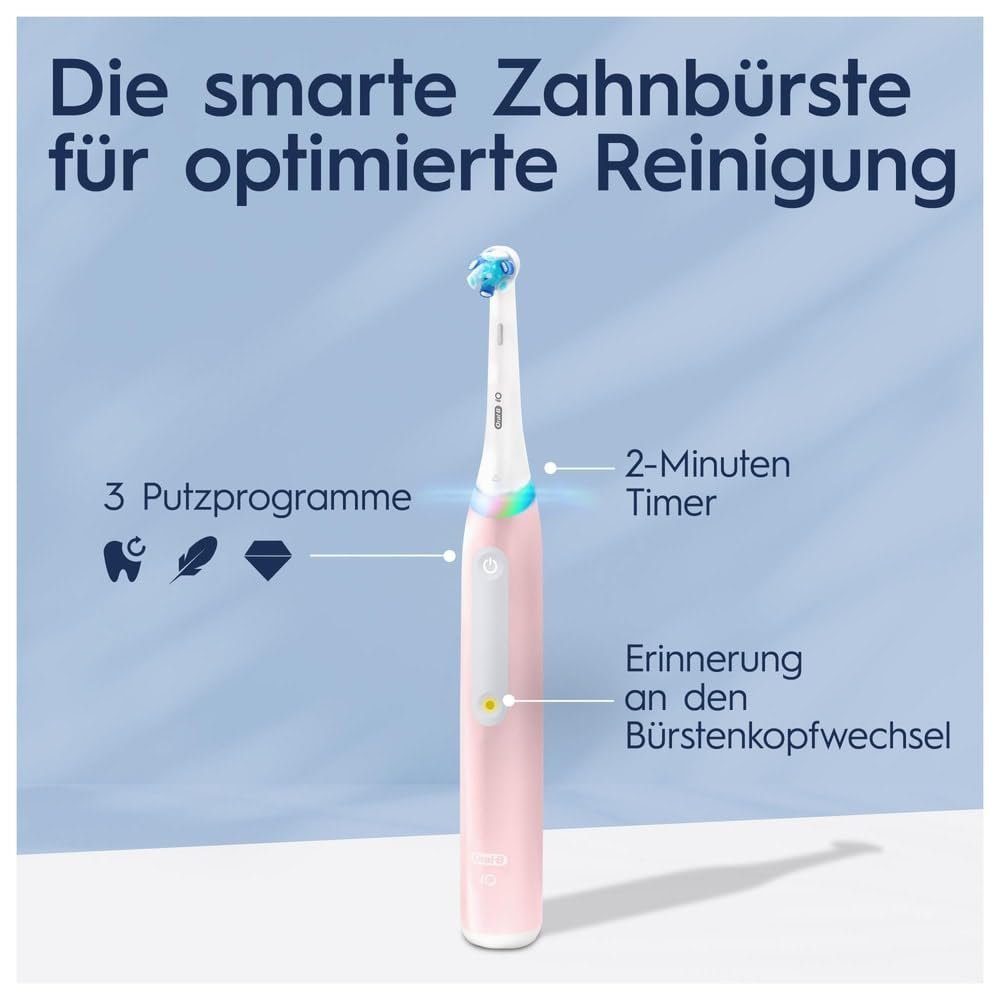Зубна електрощітка Oral-B iO 3N Рожева, кругла щітка, м'які мікровібрації, 3 режими чищення, 1 зарядний пристрій, 1 тримач для щітки, перезаряджувана, фото №4
