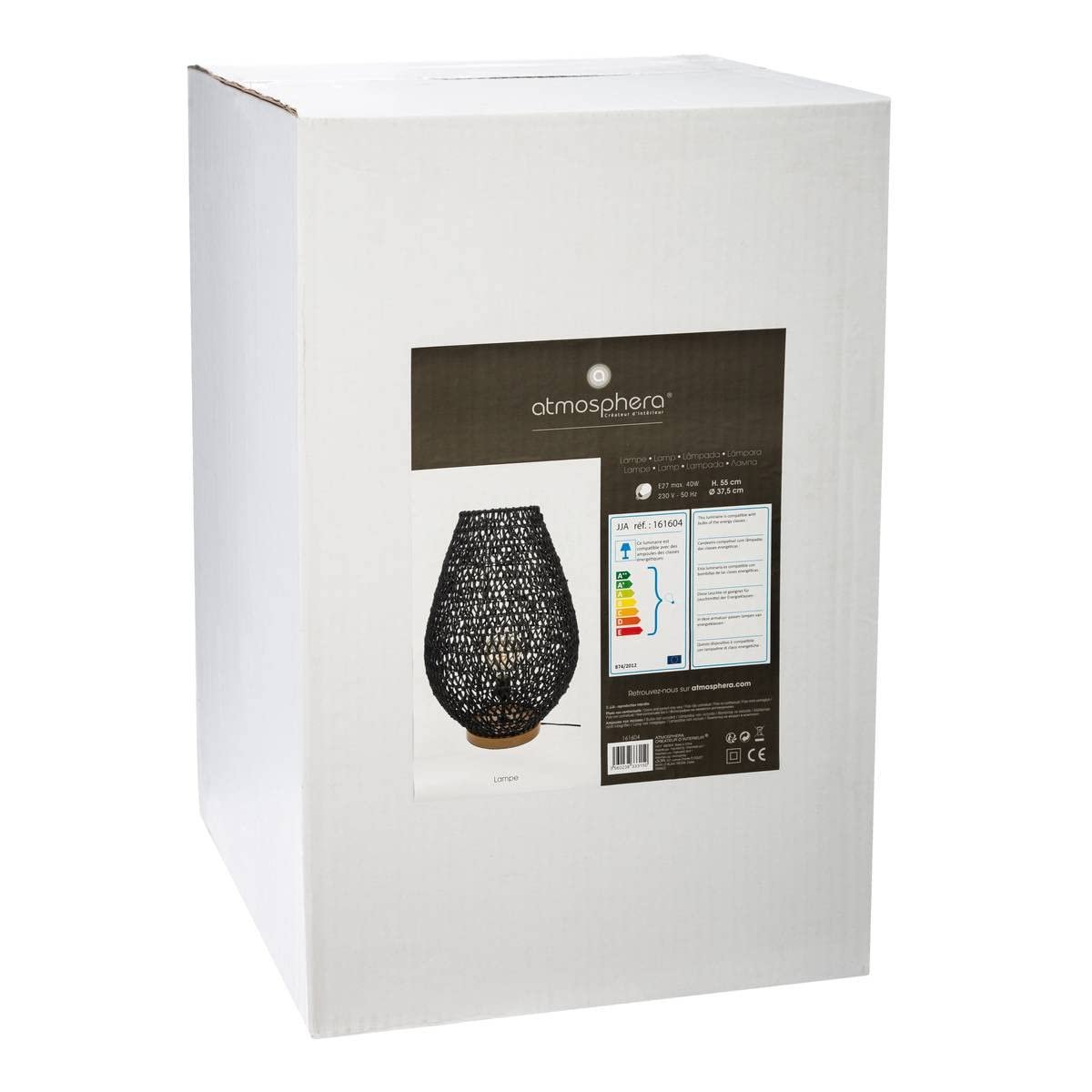 Настільна лампа Atmosphera Etel металева дерево чорна 55 см, фото №3