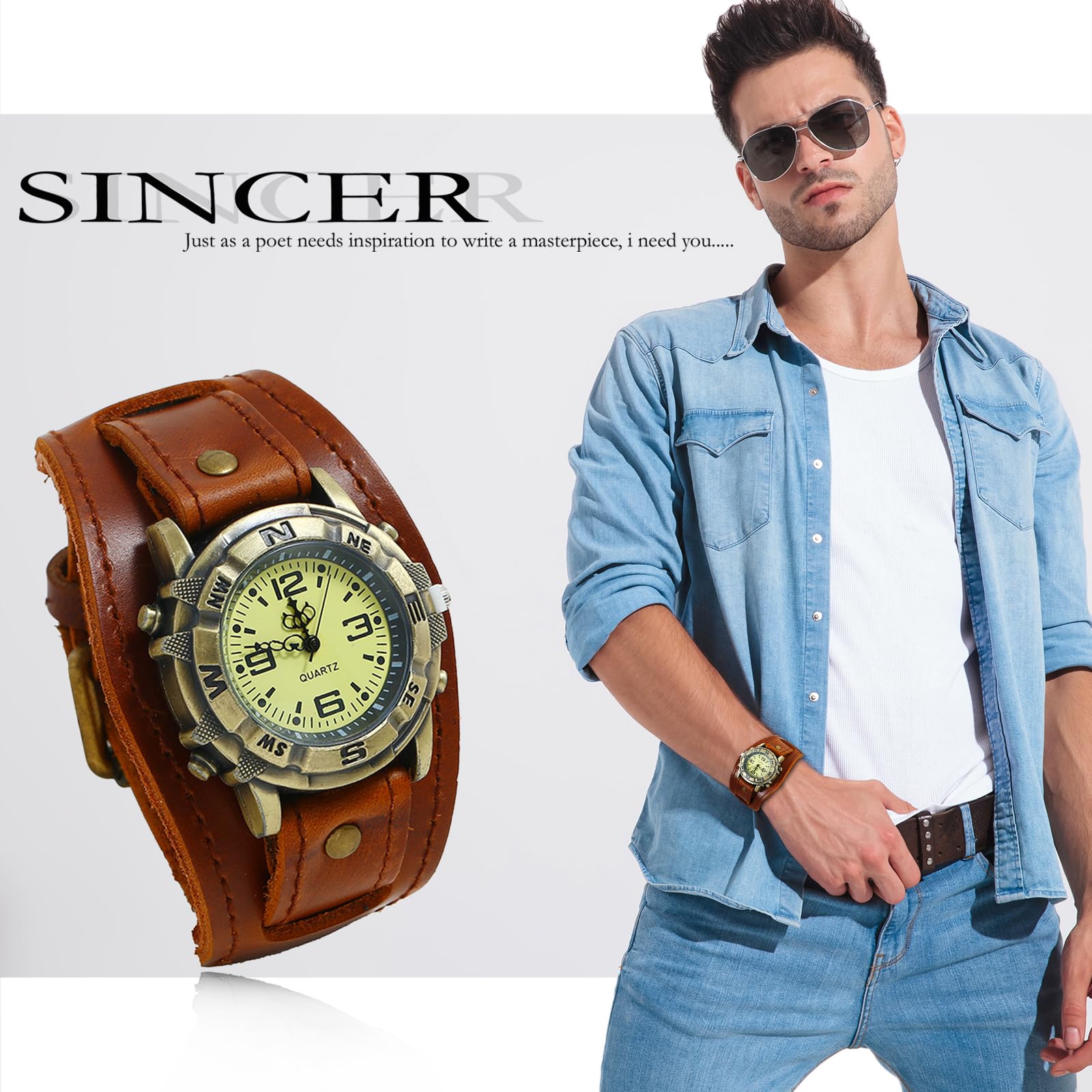 Часы JewelryWe Мужской Steampunk Retro Кварцевые Аналоговые Кожаный Черный, фото №5