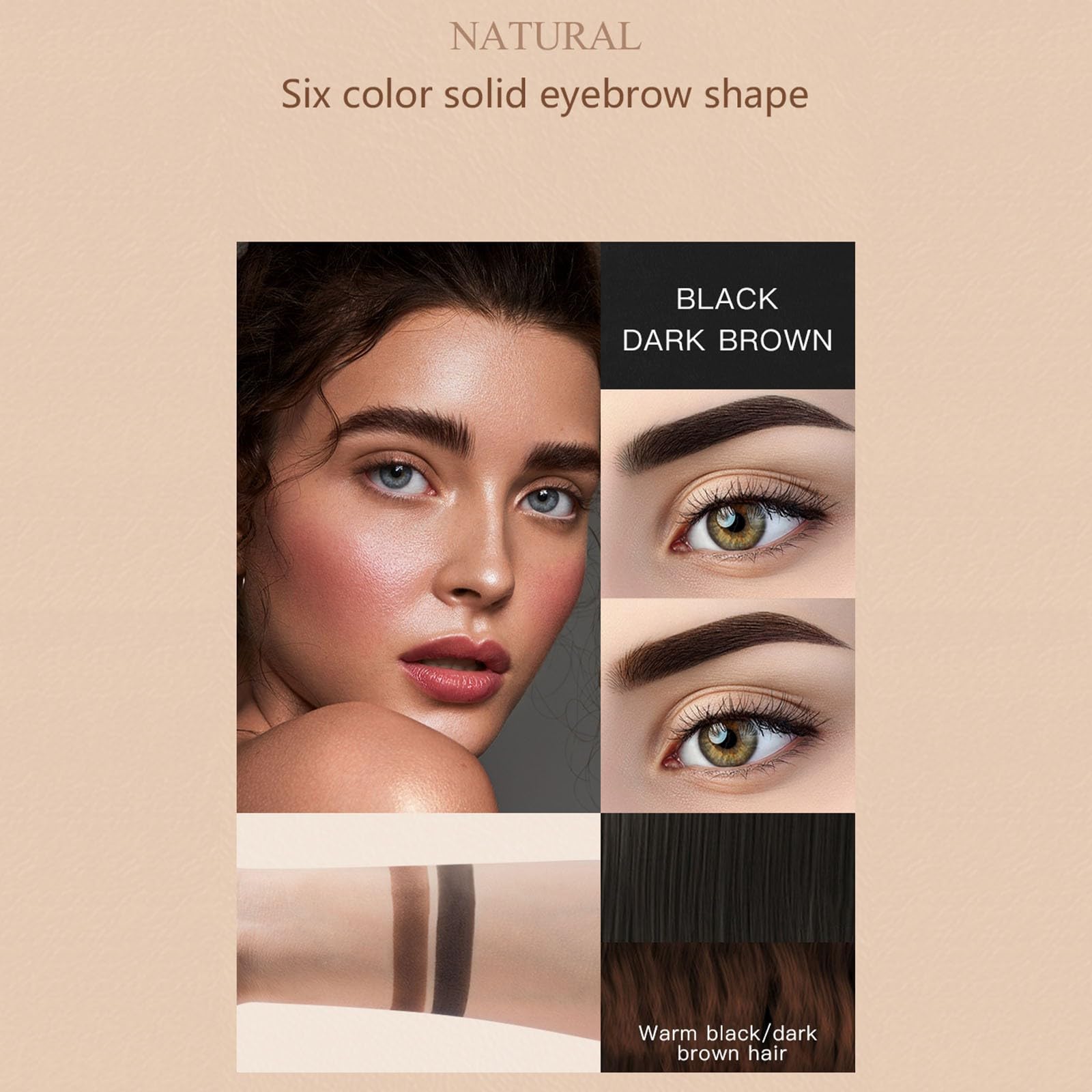 Пудра для брів Two-Tone Waterproof Hair Powder Чорний і темно-коричневий, фото №2