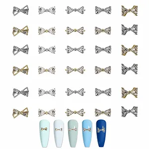 Стрази для нігтів Бантики Набір стразів для нігтів зі сплаву Милі блискучі розкішні - Фото 1