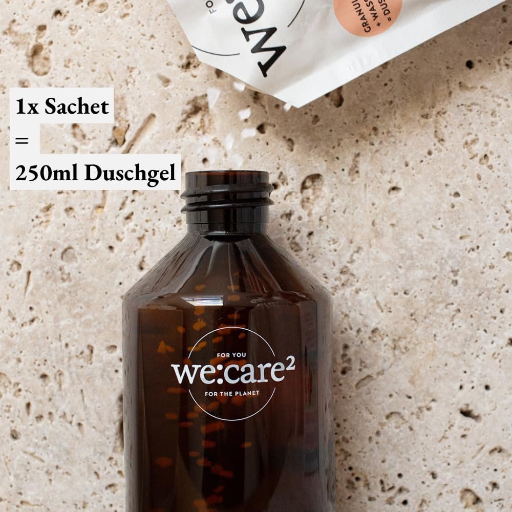 Гель для душа в порошке (гранулах) we:care² Aqua/Marine 32 г для приготовления 250 мл веганский без силиконов, парабенов и микропластика, фото №8