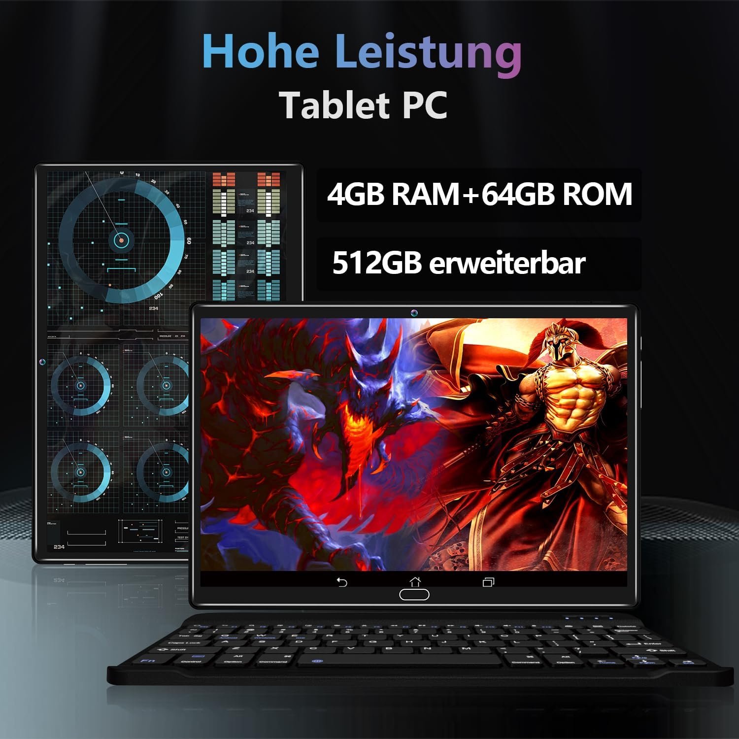 Планшет 10.1" KADYBE D118 4/64Gb 4G 2-SIM 8 ядер Android 13 6000 mAh Чорний, фото №3