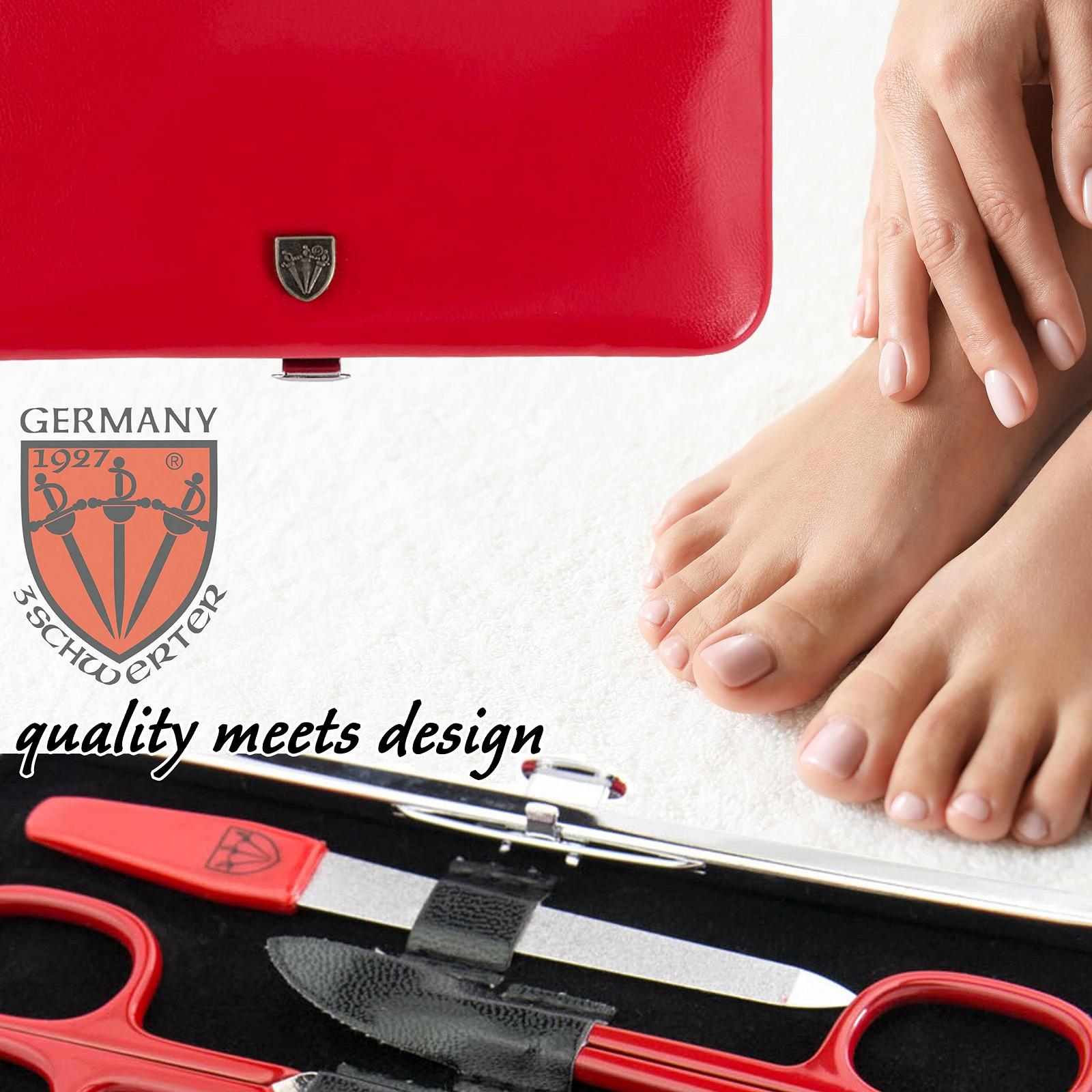 Набір для манікюру та педикюру DREI SCHWERTER Cuneo, 8 предметів, сталеві інструменти, червоний чохол зі штучної шкіри, фото №5 Набір для манікюру та педикюру DREI SCHWERTER Cuneo, 8 предметів, сталеві інструменти, червоний чохол зі штучної шкіри, фото №5