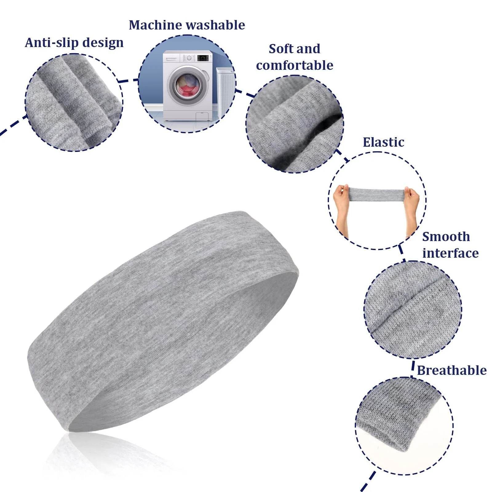Пов'язка на голову М'яка для жінок, 8 штук, фото №3