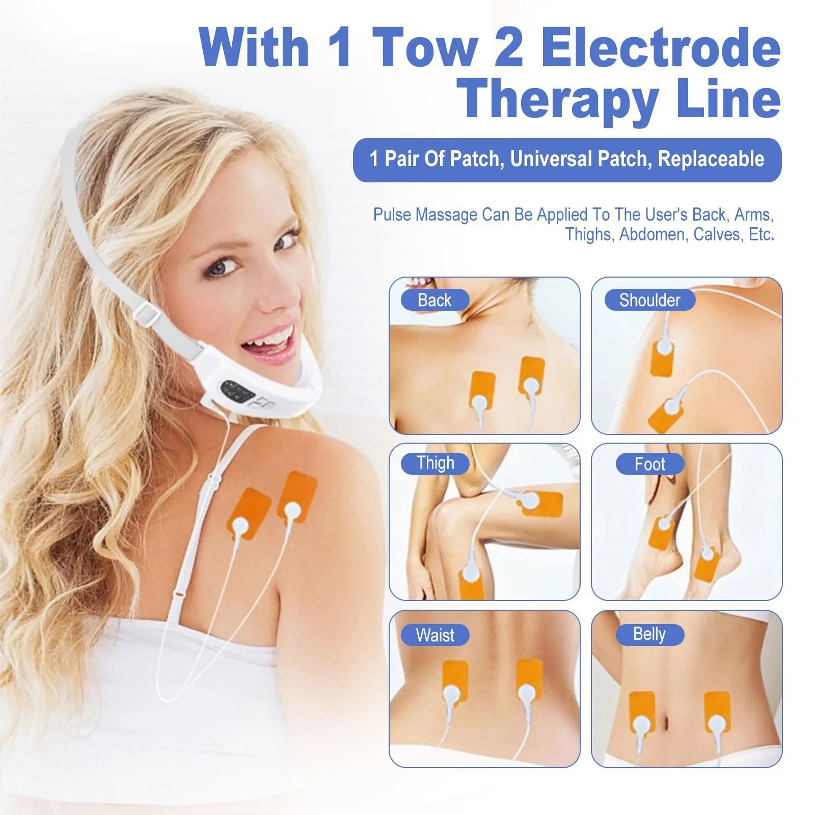 Масажер для корекції V-контуру обличчя EMS 6 режимів 18 рівнів інтенсивності 40°C З пультом ДК Складаний, фото №5