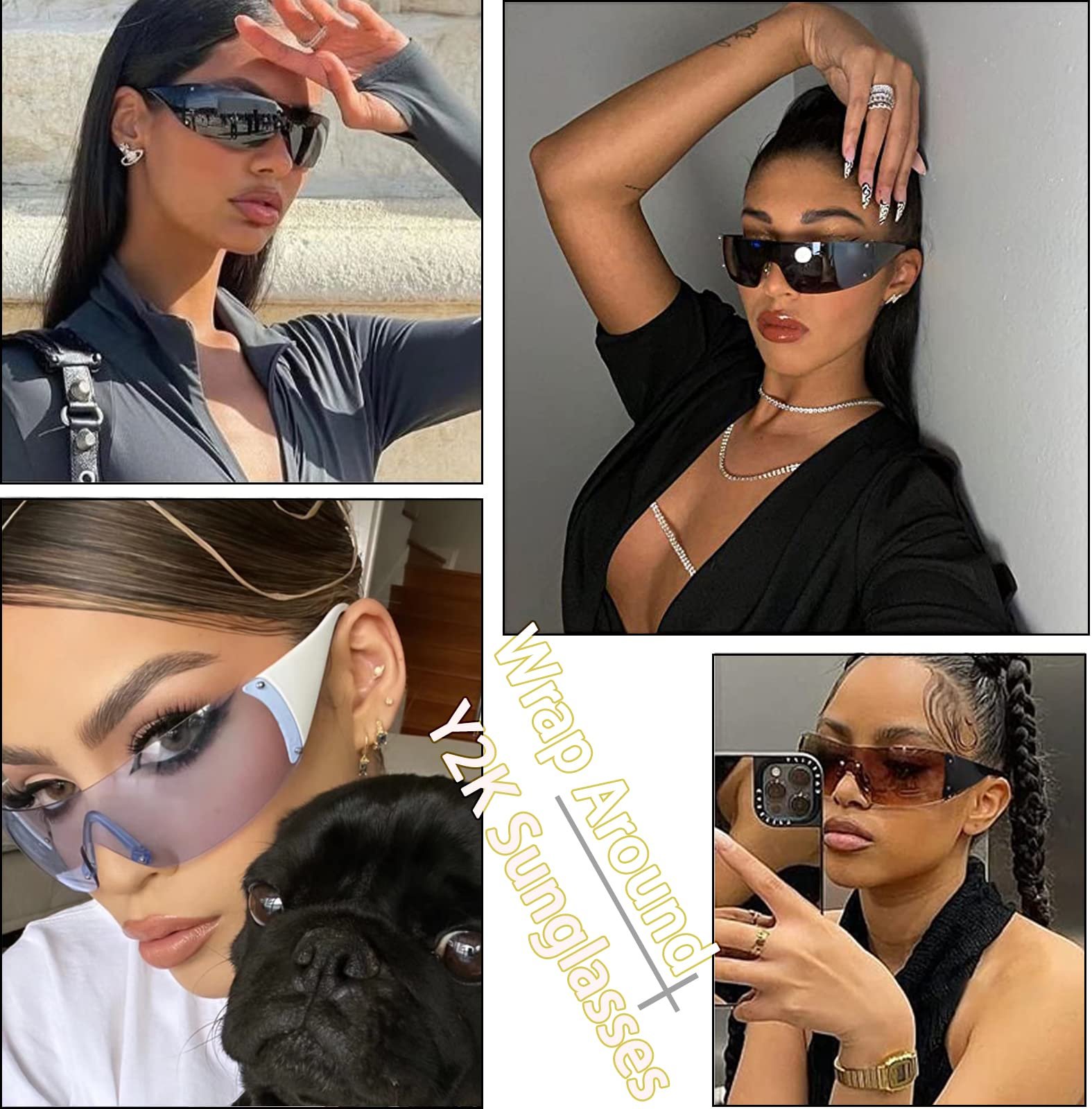 Сонцезахисні окуляри Wrap Around Long Keeper для чоловіків та жінок, трендові Y2k, фото №4