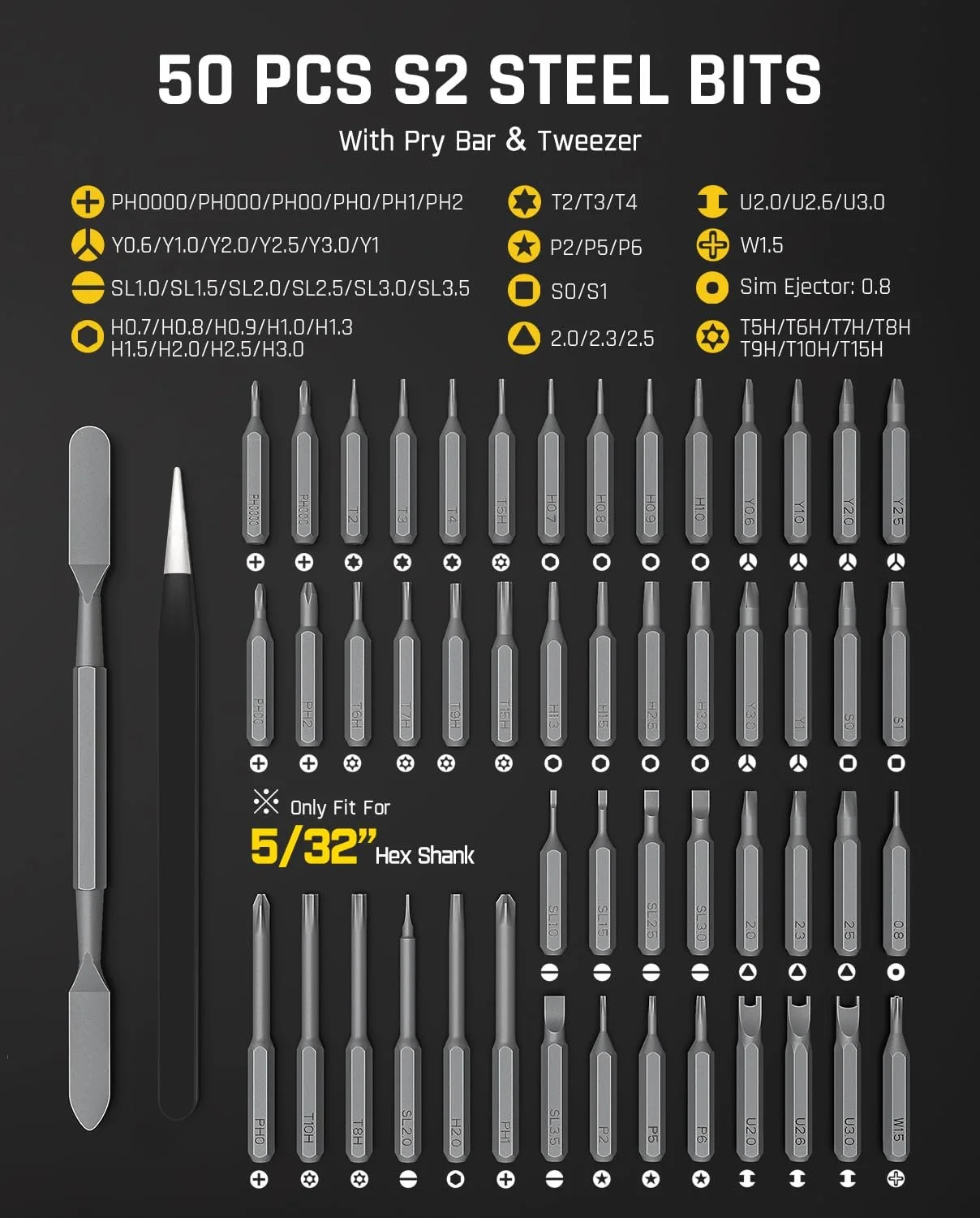 Набір акумуляторних міні-викруток Fanttik E2 Ultra 3.7 V 50 в 1 Магнітний кейс 0.6 Нм 5/32" Hexagon, фото №7