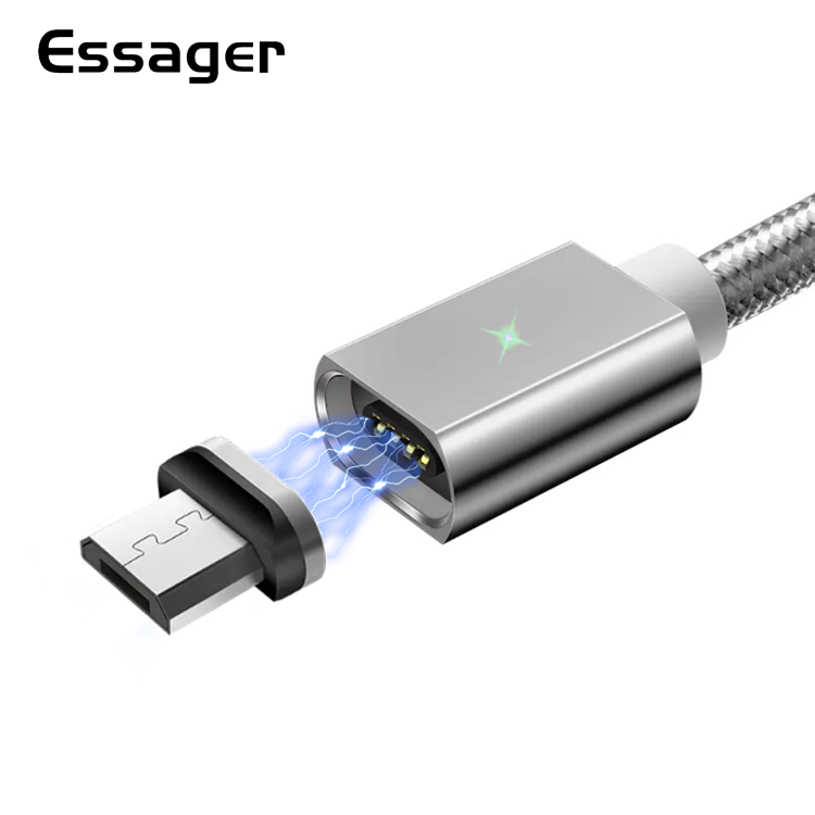 Магнитный кабель серый ESSAGER для micro USB 2 метра, фото №1
