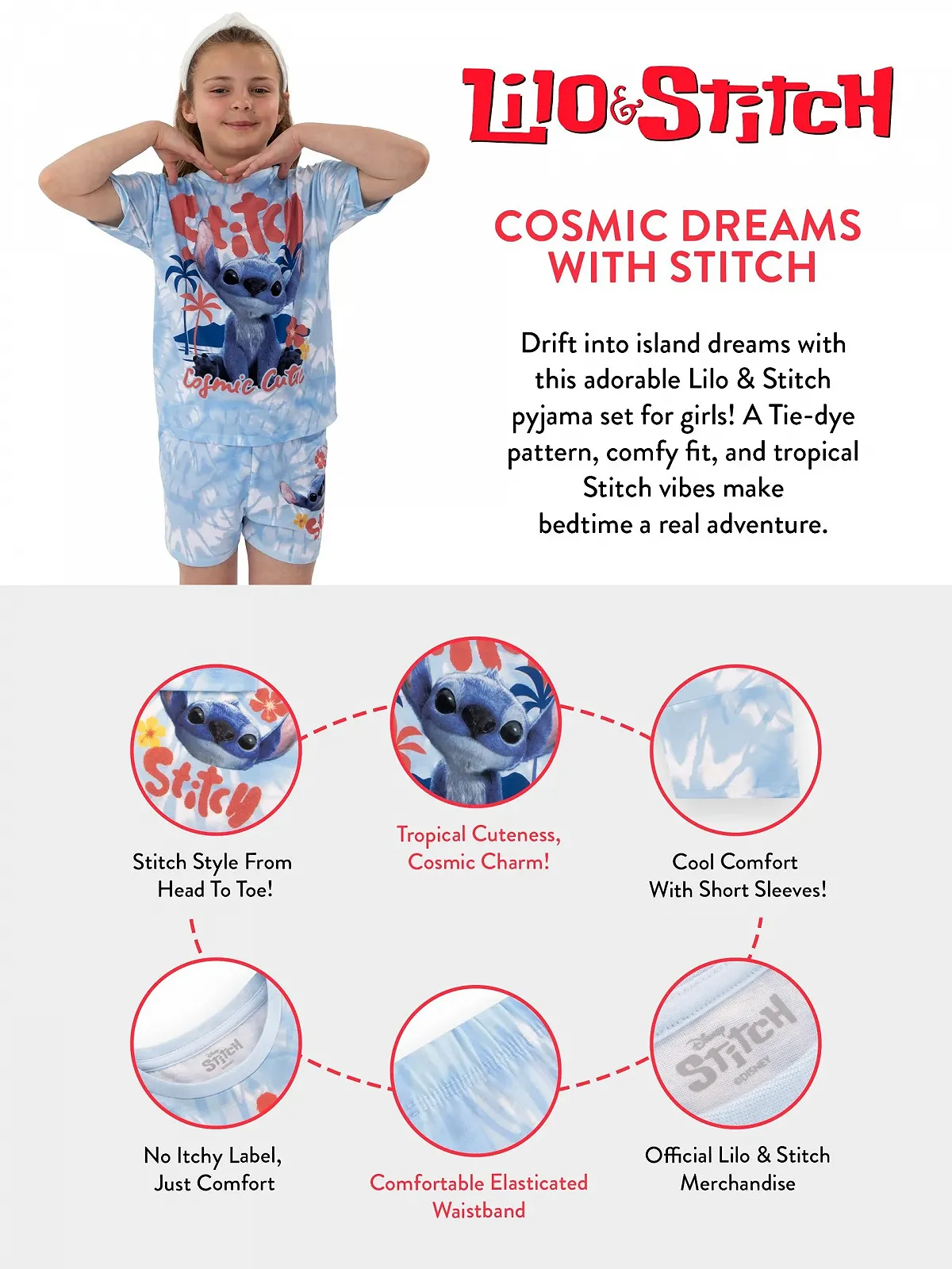 Пижама Disney Lilo and Stitch короткая для девочек, фото №7 Пижама Disney Lilo and Stitch короткая для девочек, фото №7