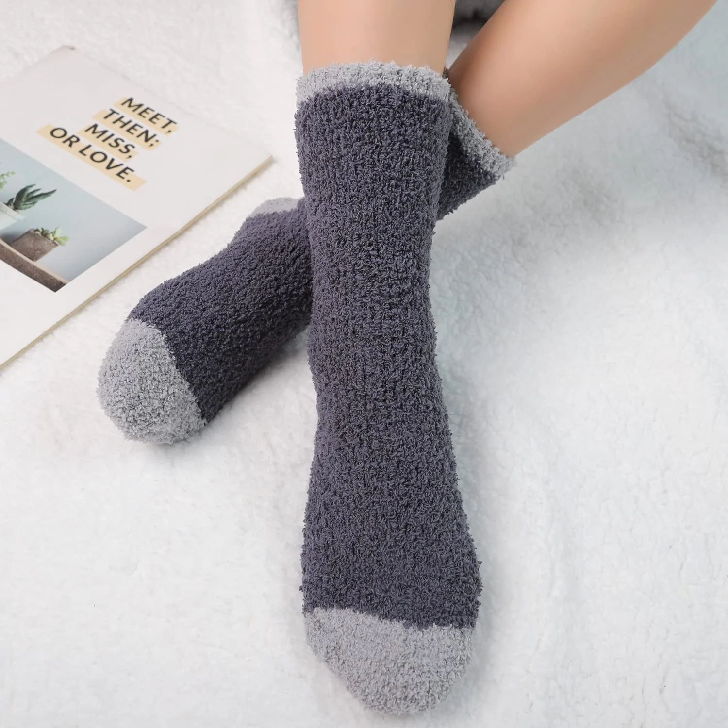 Пушистые носки для женщин, толстые мягкие носки для сна, теплые зимние пушистые носки, фото №4