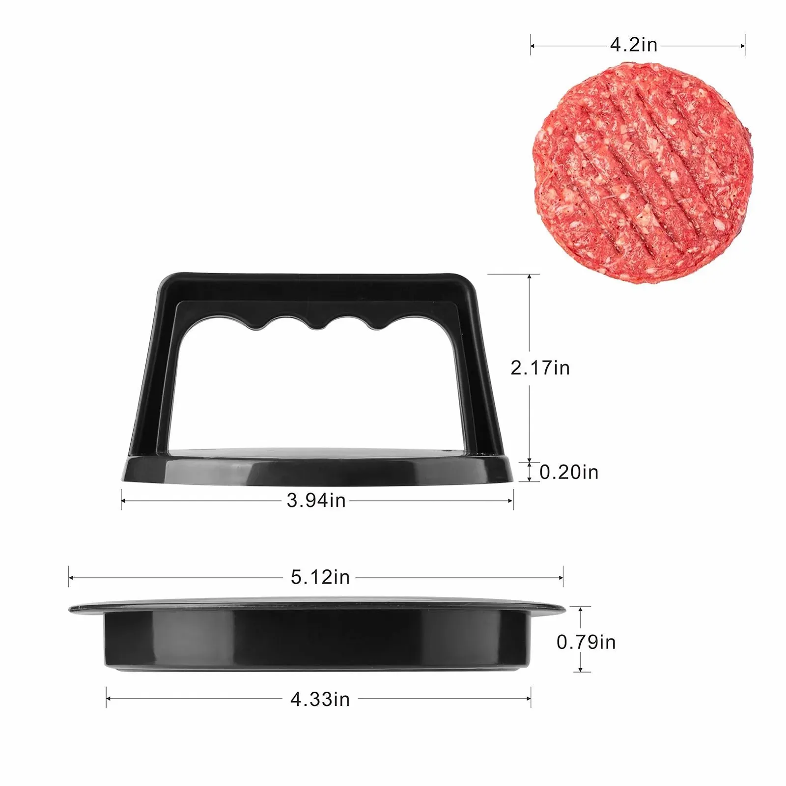 Пресс для бургеров Burger Maker Пластиковый Набор из 2 шт. Черный, фото №2