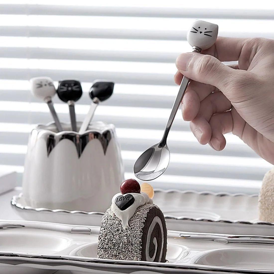 Ложка чайна з головами котів з нержавіючої сталі, 2 шт, фото №6 Ложка чайна з головами котів з нержавіючої сталі, 2 шт, фото №6