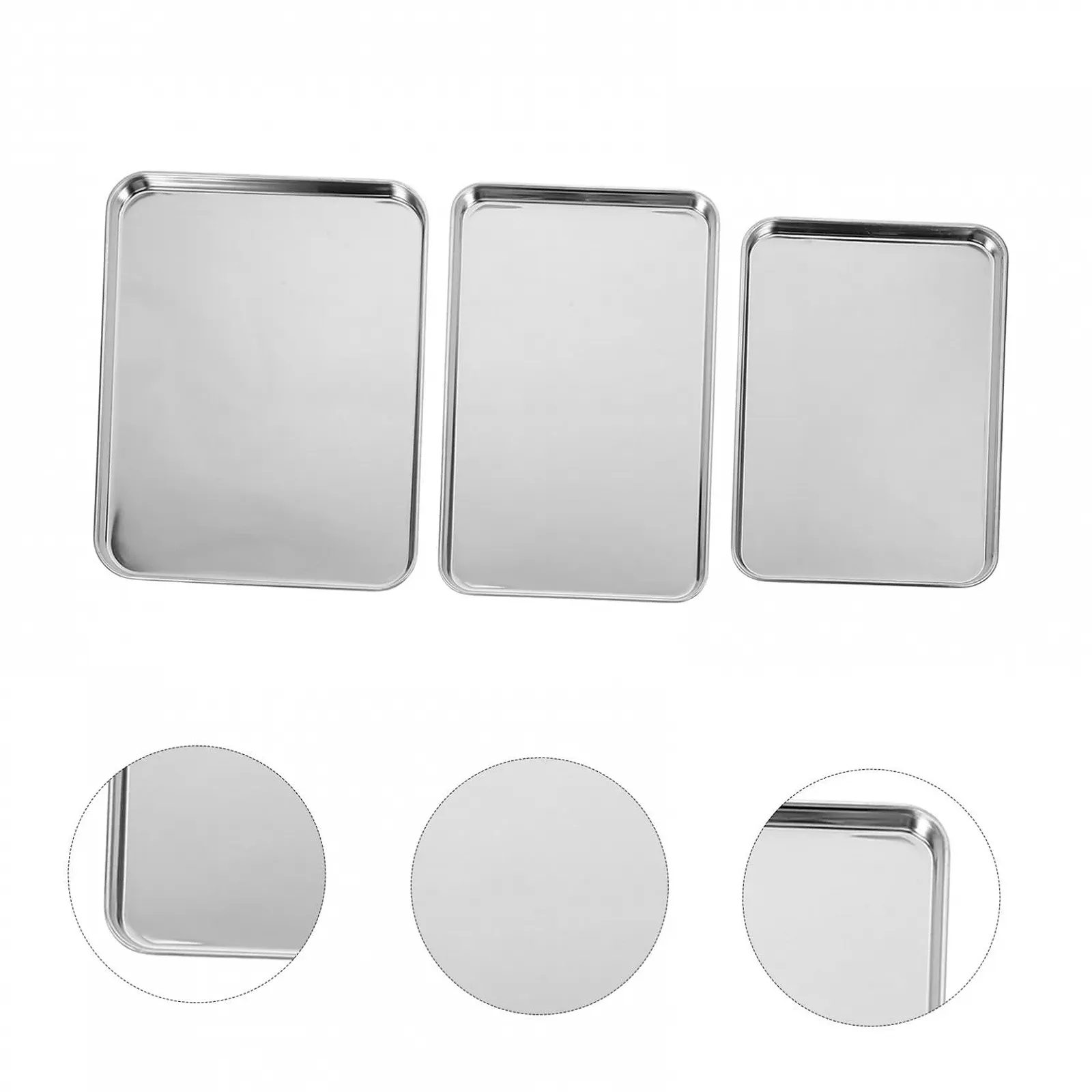 Набір форм для запікання та сервірувальних тарілок із 3 шт прямокутні з нержавіючої сталі для лазаньї та випікання, фото №9