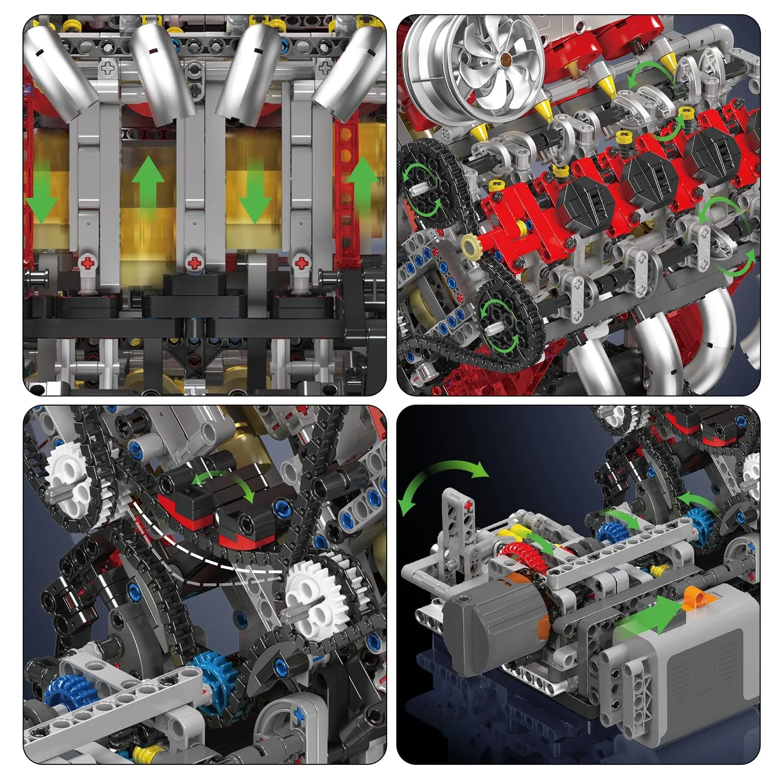 Конструктор Mould King Technic Двигатель F488 V8 10130 2718 деталей, фото №6