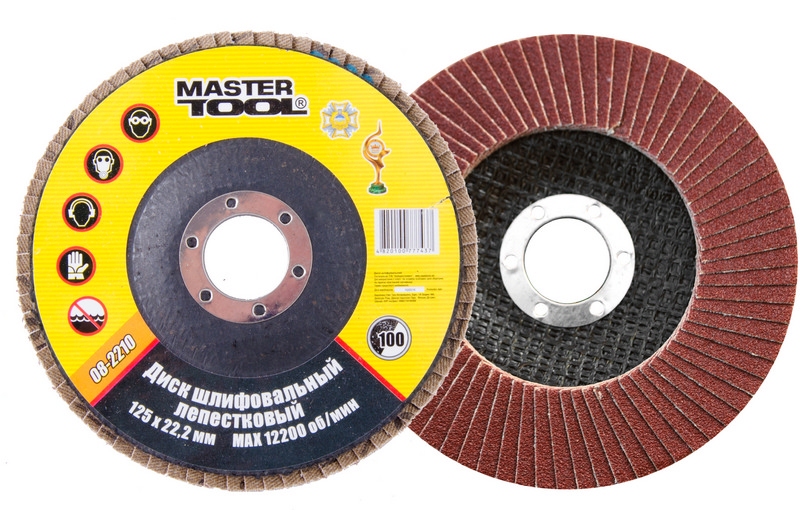 Диск шліфувальний пелюстковий MASTERTOOL Т27 зерно 100 125х22 мм 08-2210, фото №1