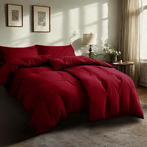 Купити Комплект постільної білизни Komfortec 135 x 200 см, 4 предмети, червоний, на блискавці - Фото 1 Комплект постільної білизни Komfortec 135 x 200 см, 4 предмети, червоний, на блискавці - Фото 1