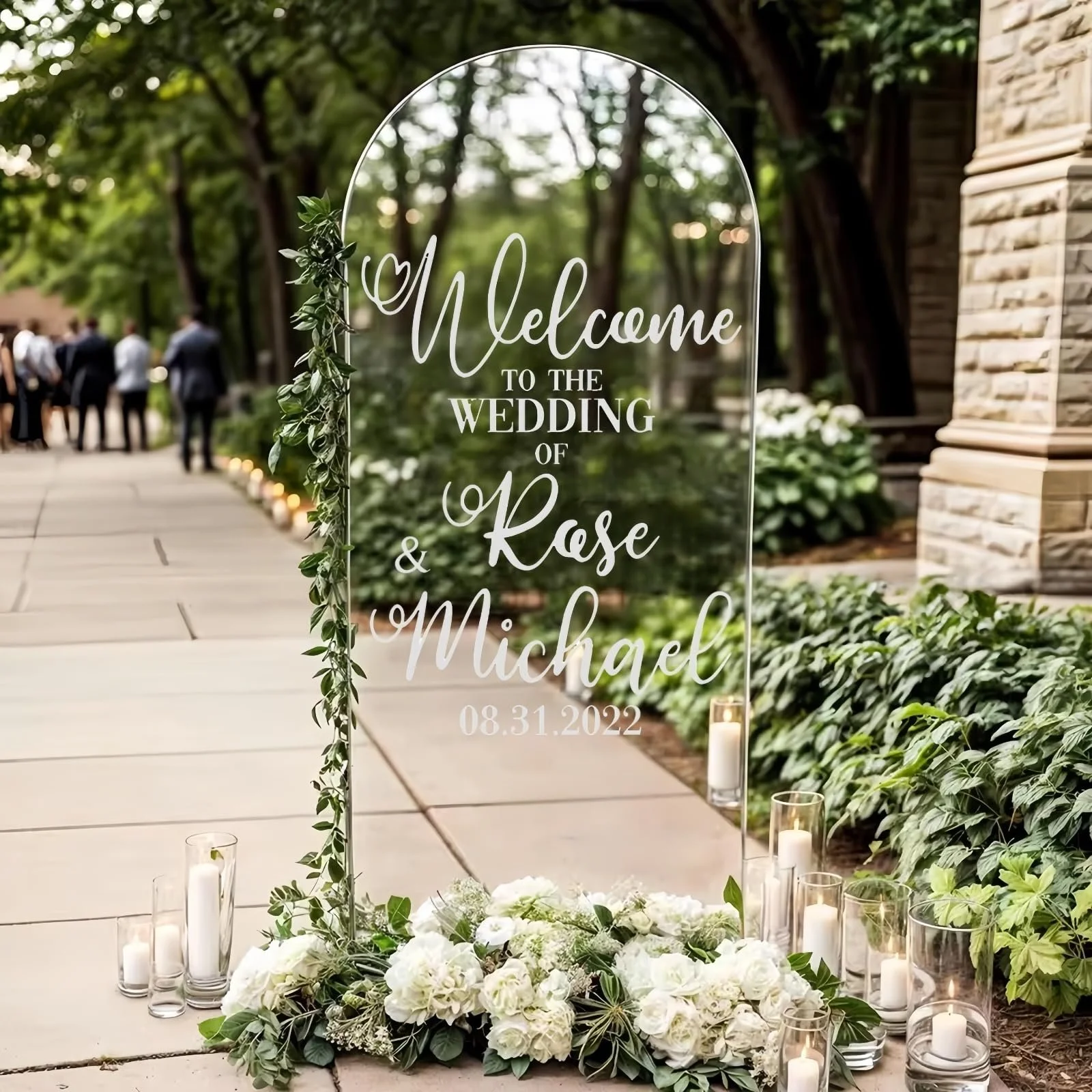 Наклейка на дзеркало Wedding Welcome to Our Wedding Персоналізована 14 x 19 дюймів, фото №3