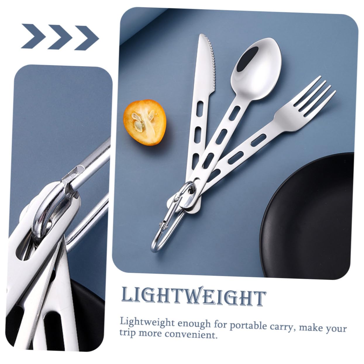 Набор ложек Sosoport 4 набора Набор столовых приборов нержавеющая сталь для походов ложка ножевой комплект походные аксессуары походная посуда дорожная посуда столовые приборы для стейка нержавеющая сталь дорожные, фото №7
