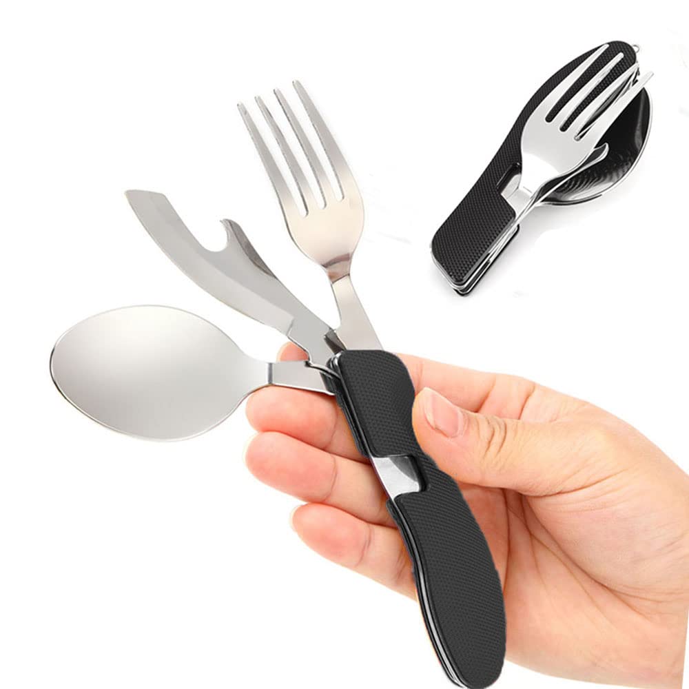 Набір столових приборів Senvenelec 4-в-1 Camping Equipment із нержавіючої сталі Червоний Чорний, фото №7