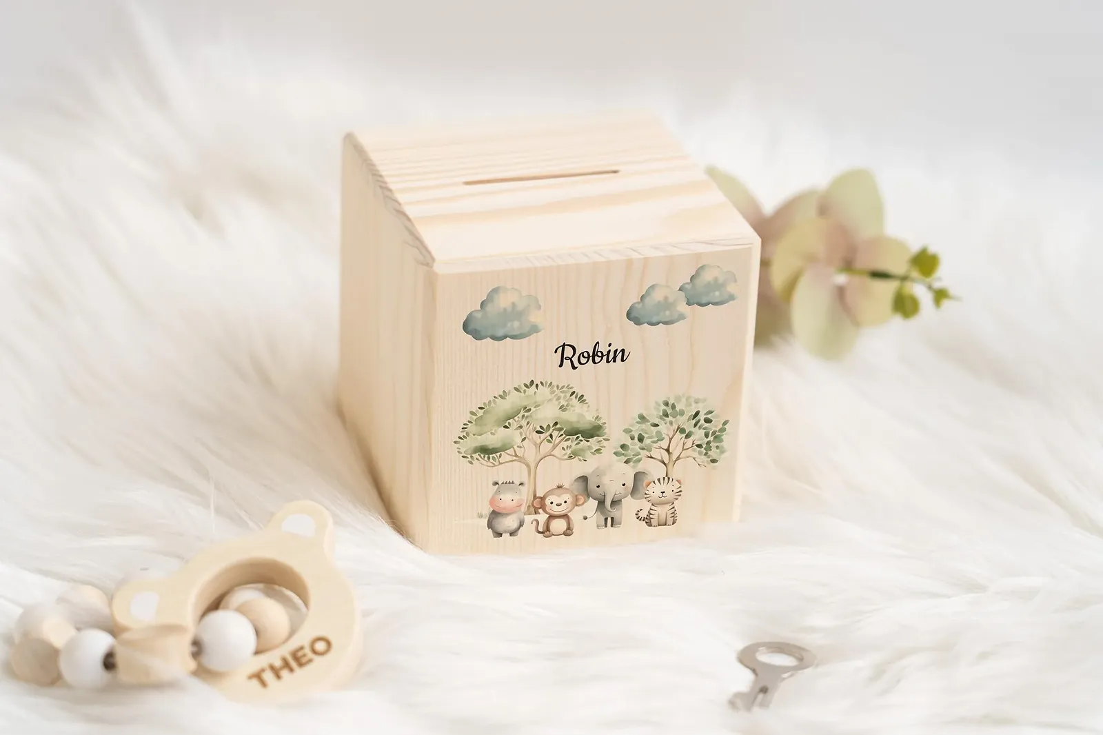 Скарбничка Geschenkfreude дерев'яна 10 x 10 см із замком Africa, фото №6