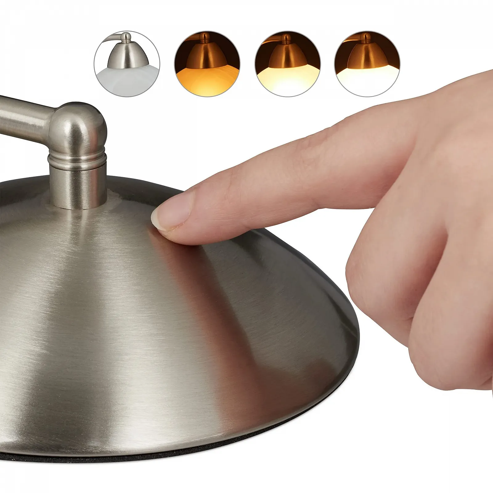 Настільна лампа Relaxdays Touch Retro E14 Dimmable Glass & Iron 25 x 15 x 19 см Срібляста, фото №6