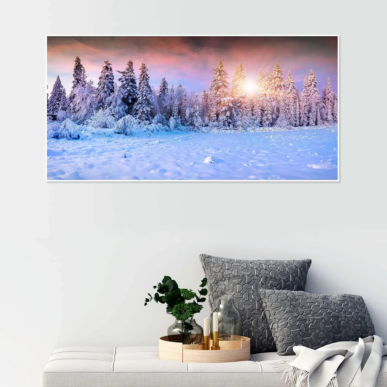 Постер Зимний рассвет в горном лесу 120 x 60 см Глянцевый, фото №6