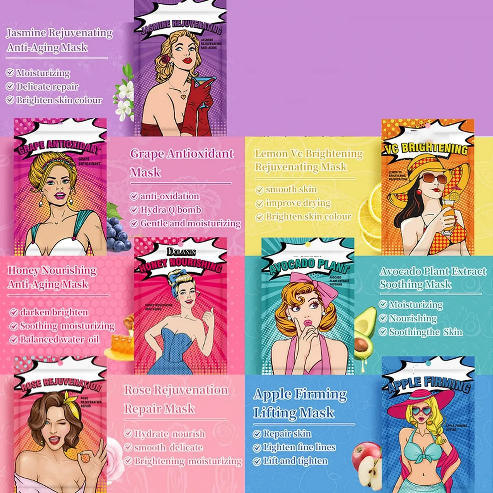 Тканинна маска для обличчя проти зморшок Зволожуюча маска для сухої та нормальної шкіри, фото №3