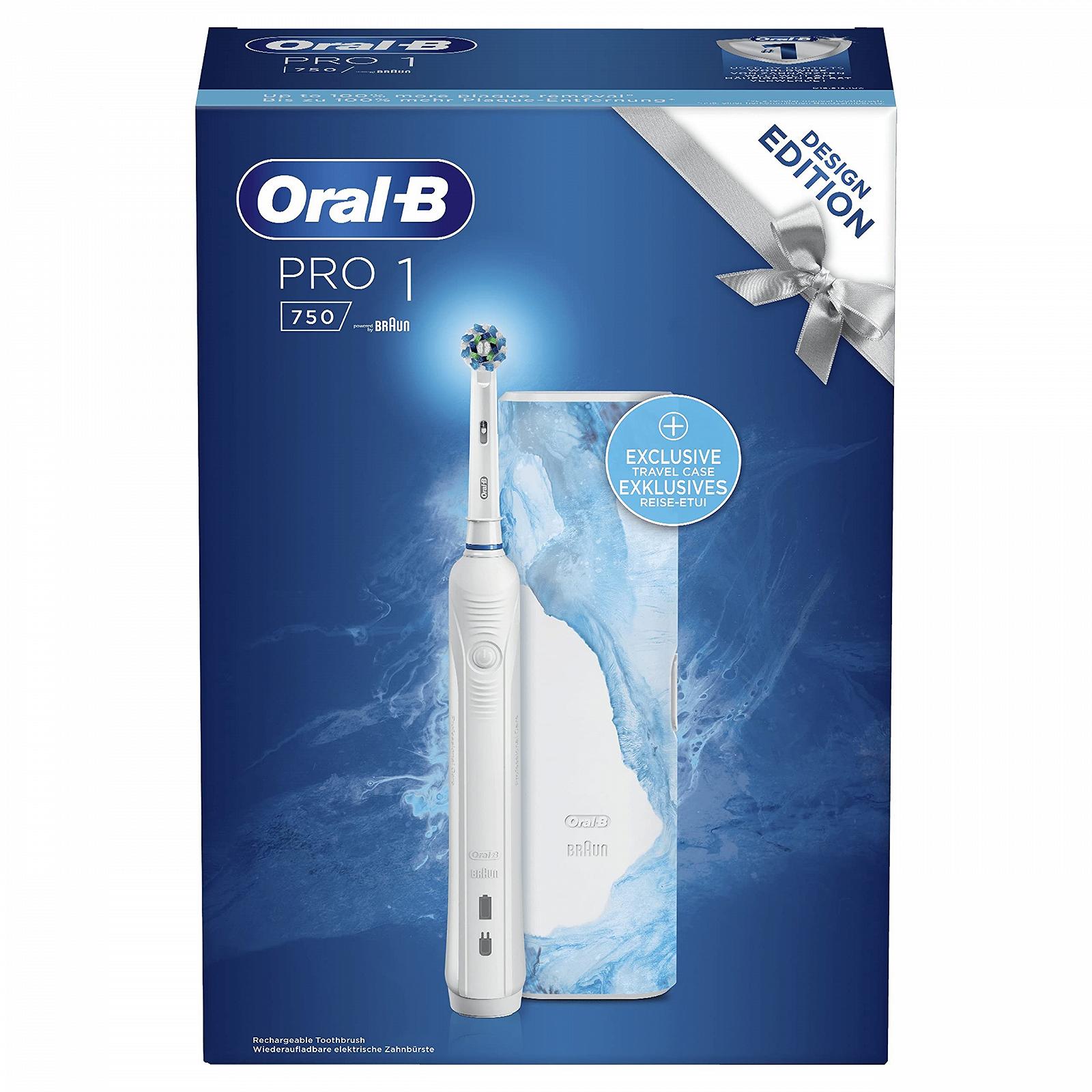 Зубна щітка Braun Oral-B Pro 1 750 White Design Edition з дорожнім футляром, фото №3