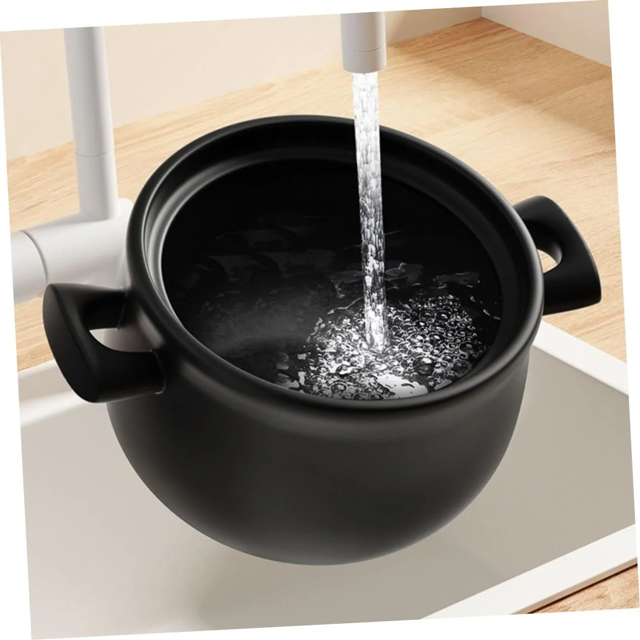 Глиняный горшок для супа бытовой большой термостойкий с двойной ручкой для газовых плит, фото №9