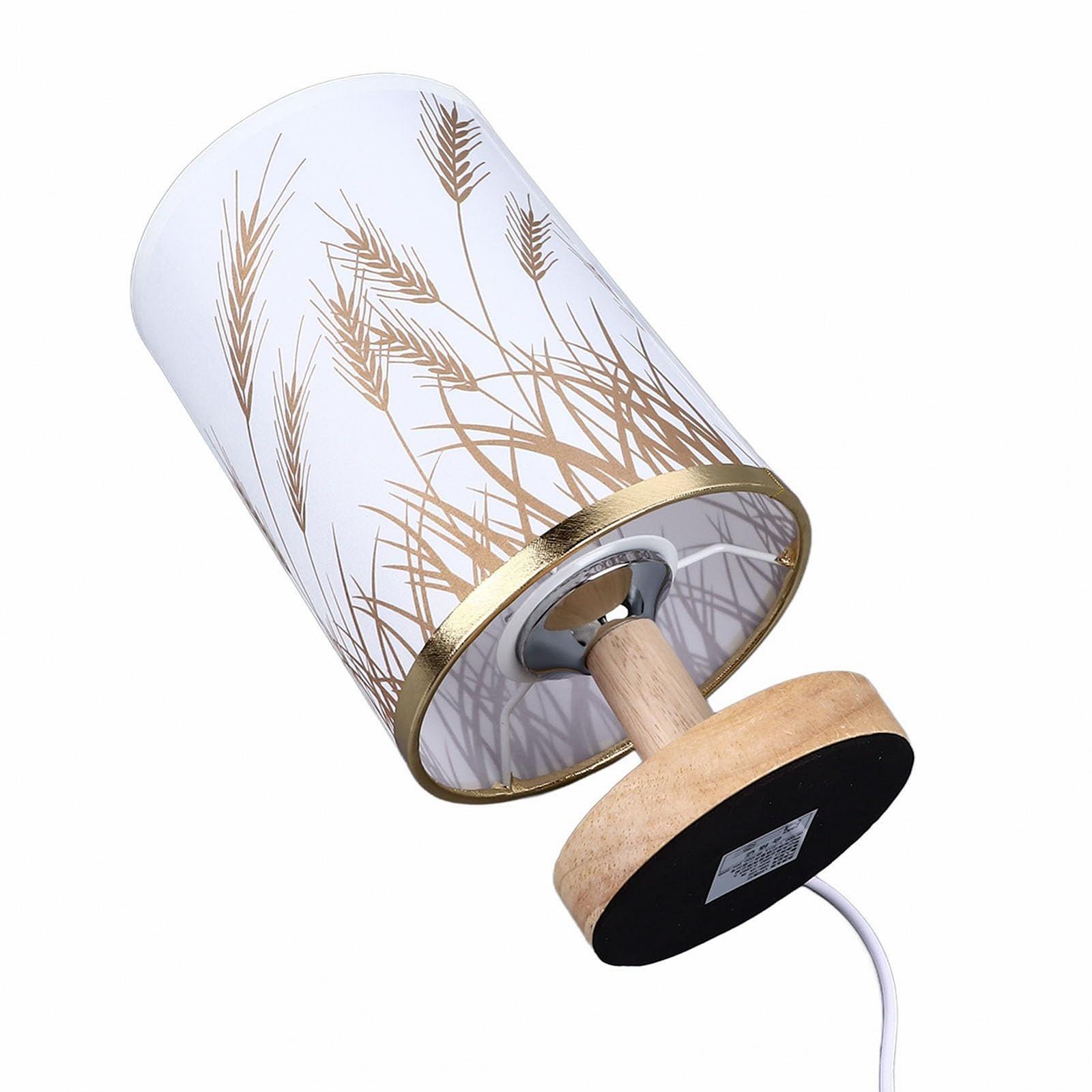 Настільна лампа ViaGasaFamido LED Димер Масив дерева USB Абажур з колосками пшениці, фото №6