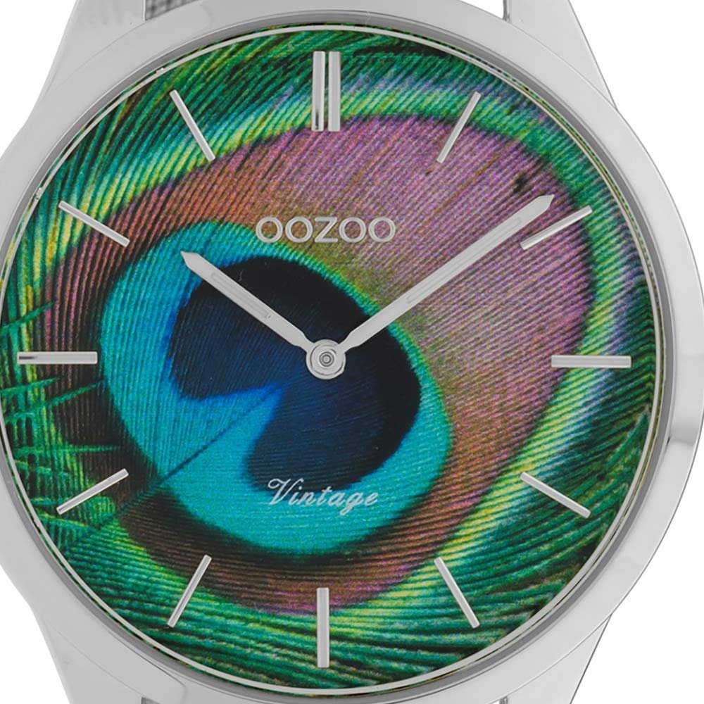 Женские часы Oozoo Vintage Миланский браслет из нержавеющей стали Циферблат «Павлин» 43 мм Серебристый C10250, Серебристо-зеленый, красный, синий, желтый, черный, Браслет, фото №2 Женские часы Oozoo Vintage Миланский браслет из нержавеющей стали Циферблат «Павлин» 43 мм Серебристый C10250, Серебристо-зеленый, красный, синий, желтый, черный, Браслет, фото №2